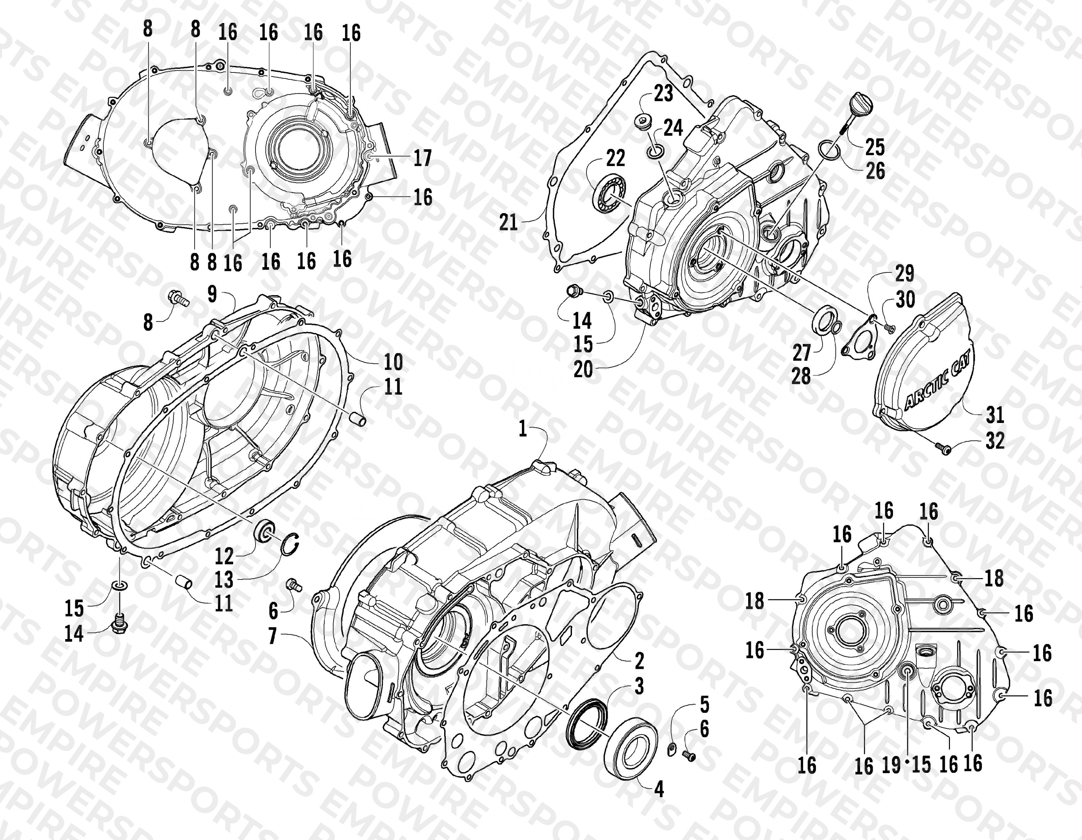 CLUTCH/V-BELT/MAGNETO COVER ASSEMBLY