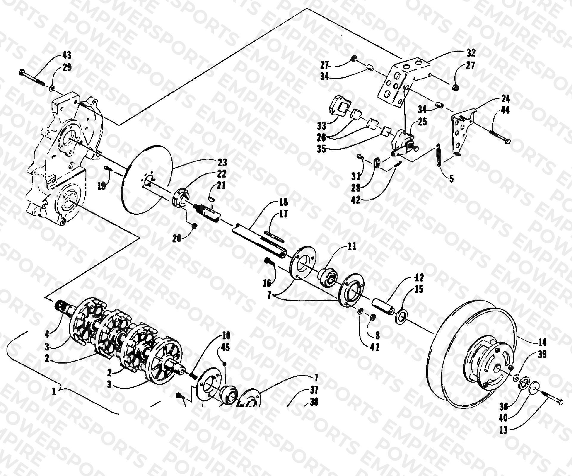 DRIVE TRAIN SHAFTS AND BRAKE ASSEMBLIES