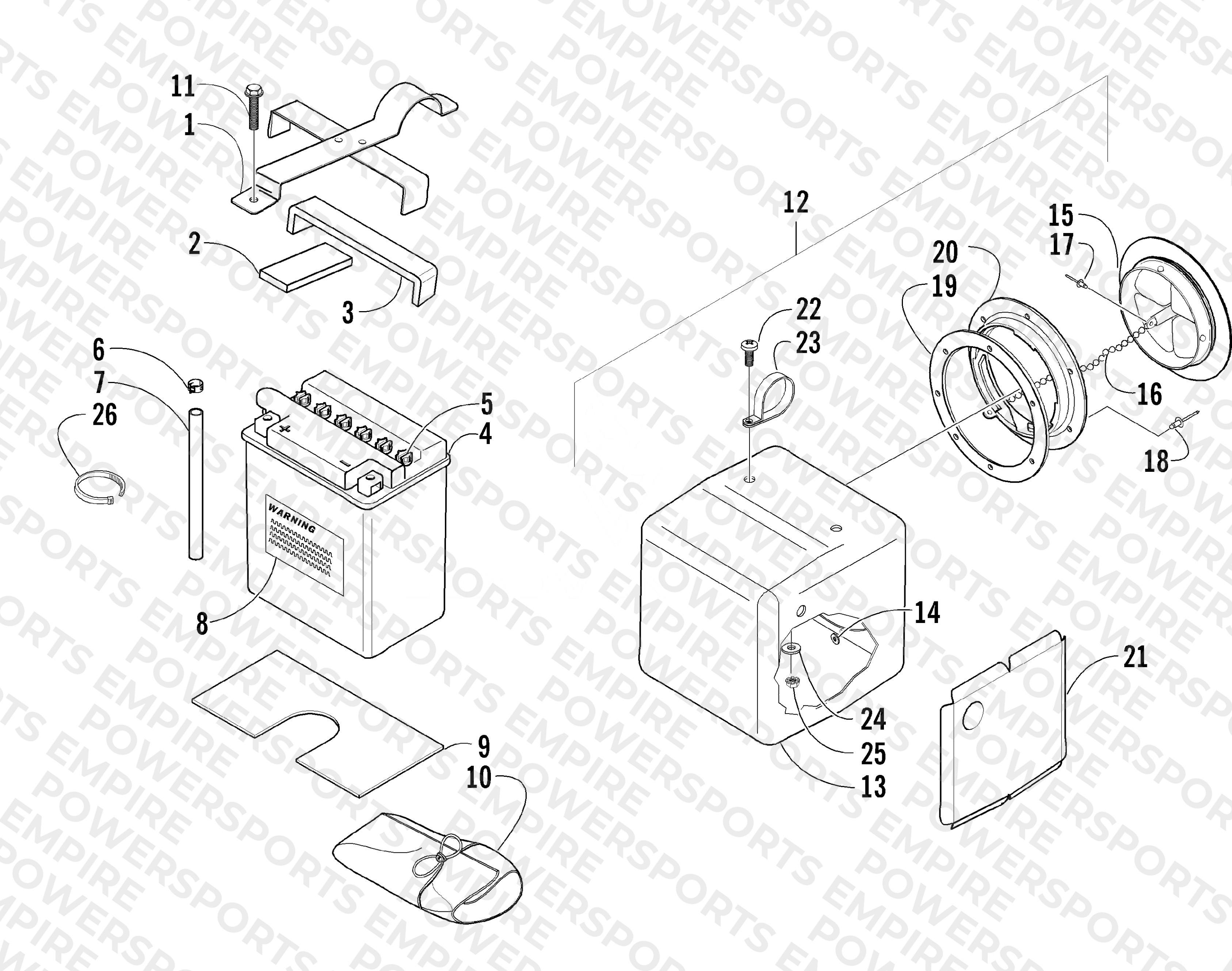 STORAGE BOX AND BATTERY ASSEMBLY