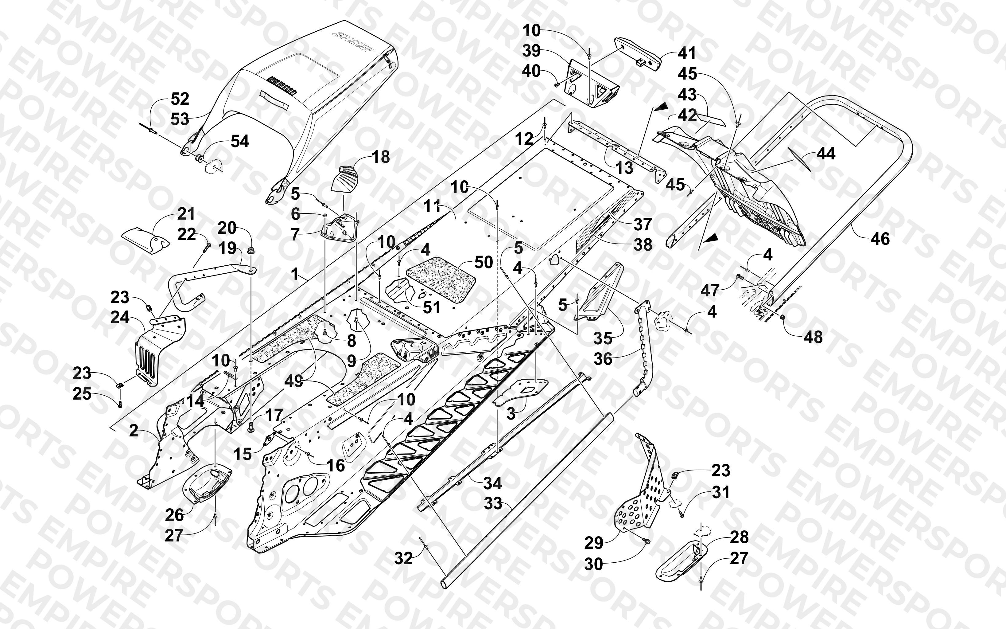 TUNNEL, REAR BUMPER, AND SNOWFLAP ASSEMBLY