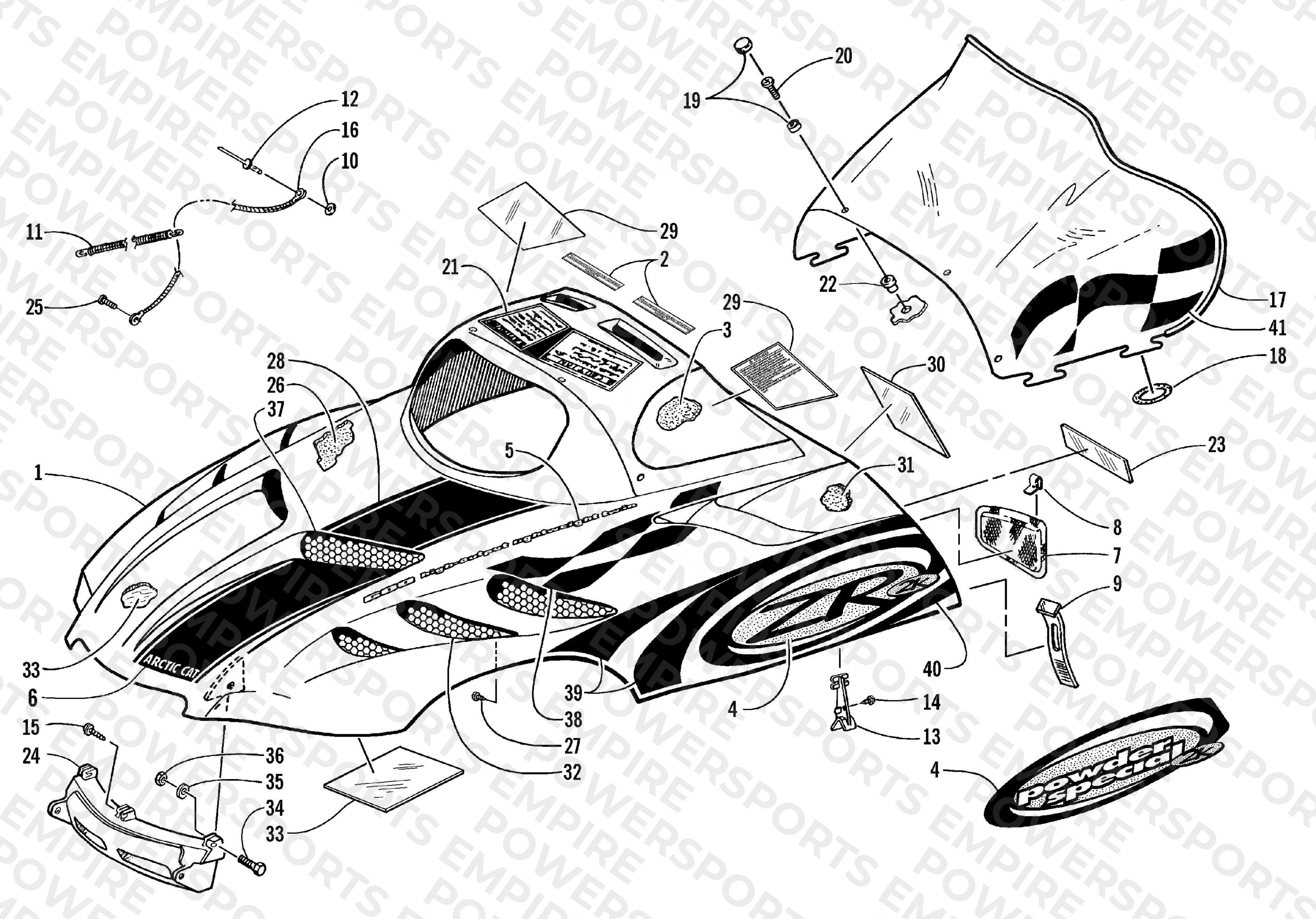 HOOD AND WINDSHIELD ASSEMBLY