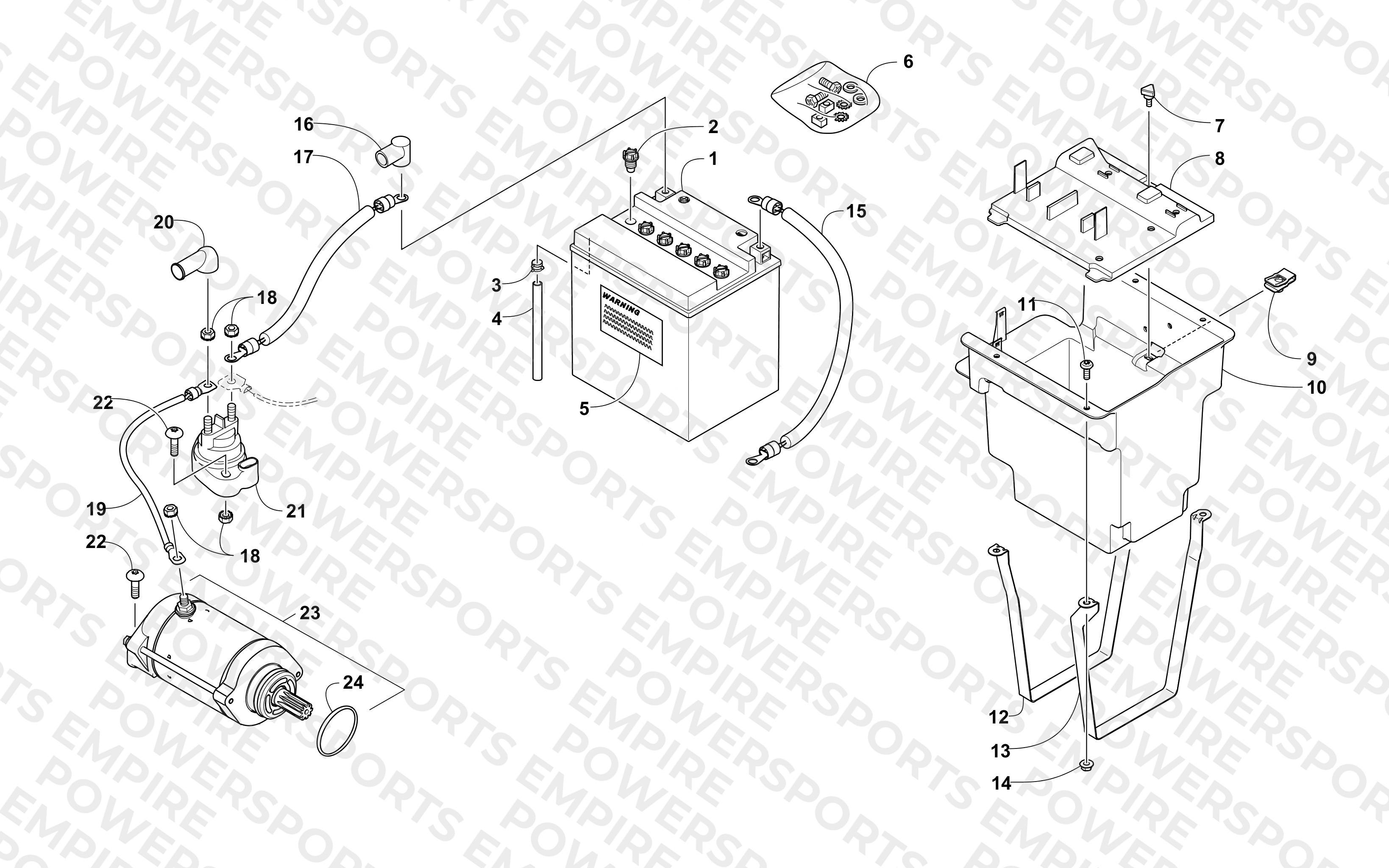 BATTERY AND STARTER MOTOR ASSEMBLY