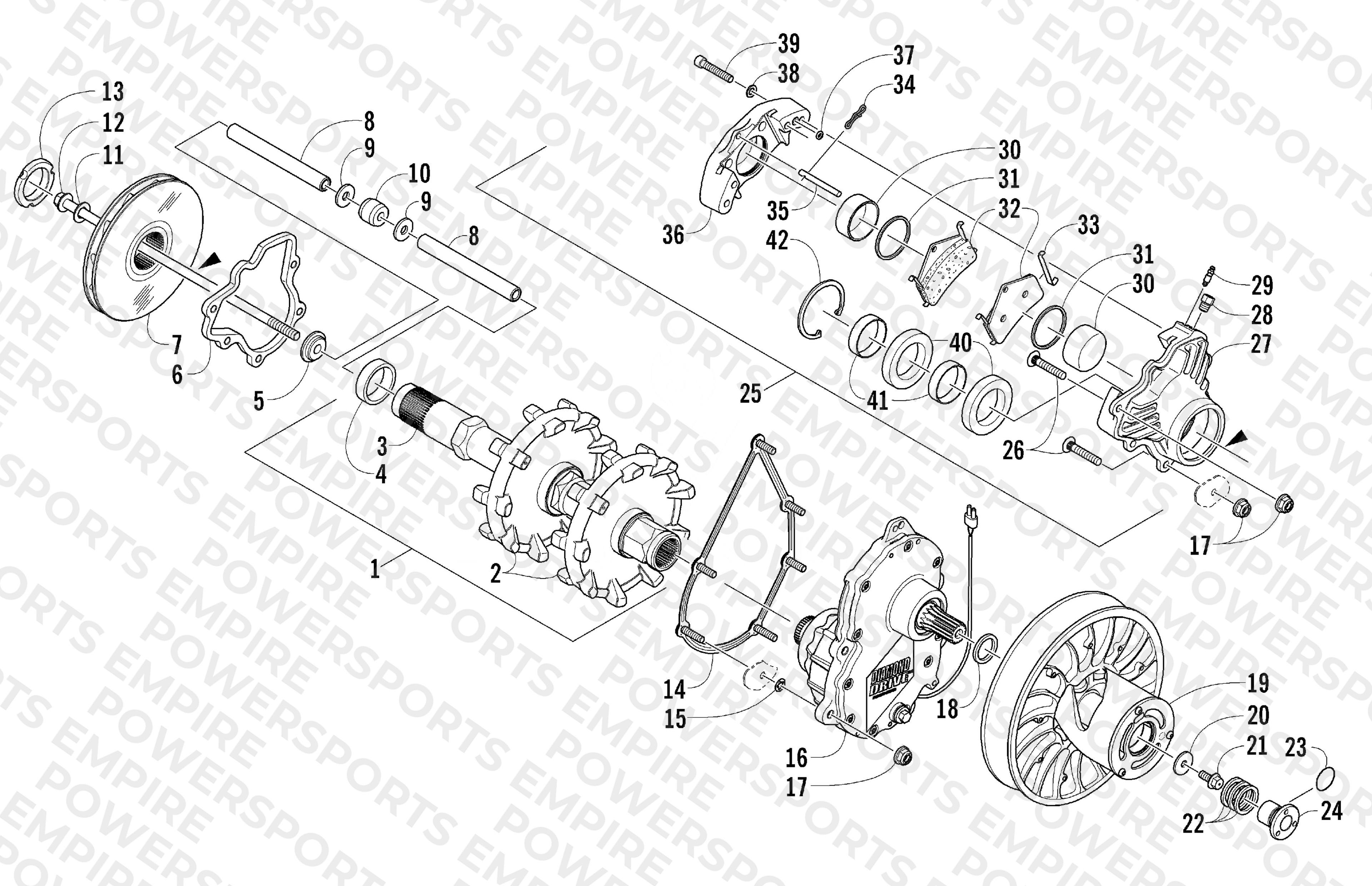 DRIVE TRAIN AND BRAKE ASSEMBLIES