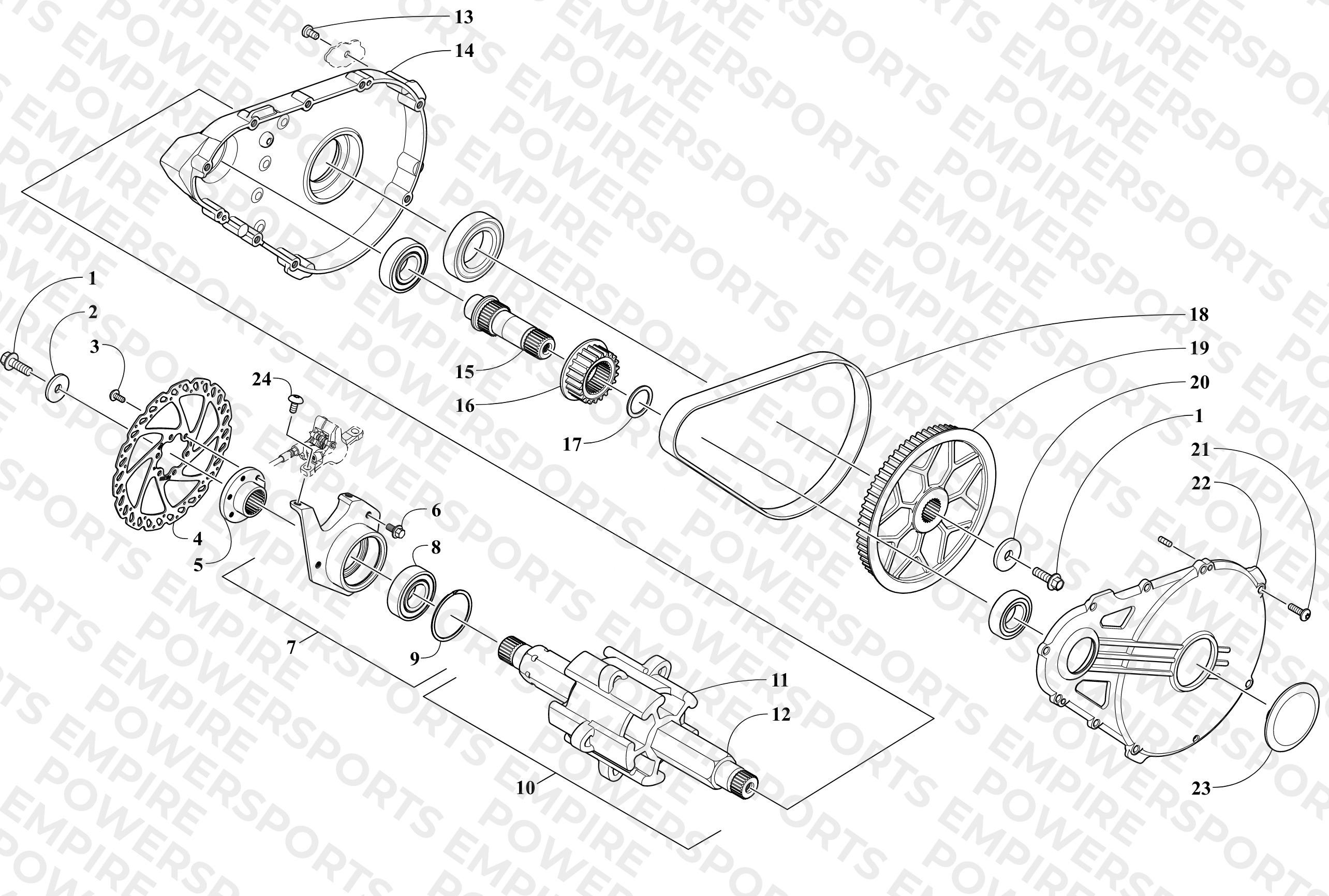 DRIVE TRAIN SHAFT AND BRAKE ASSEMBLIES