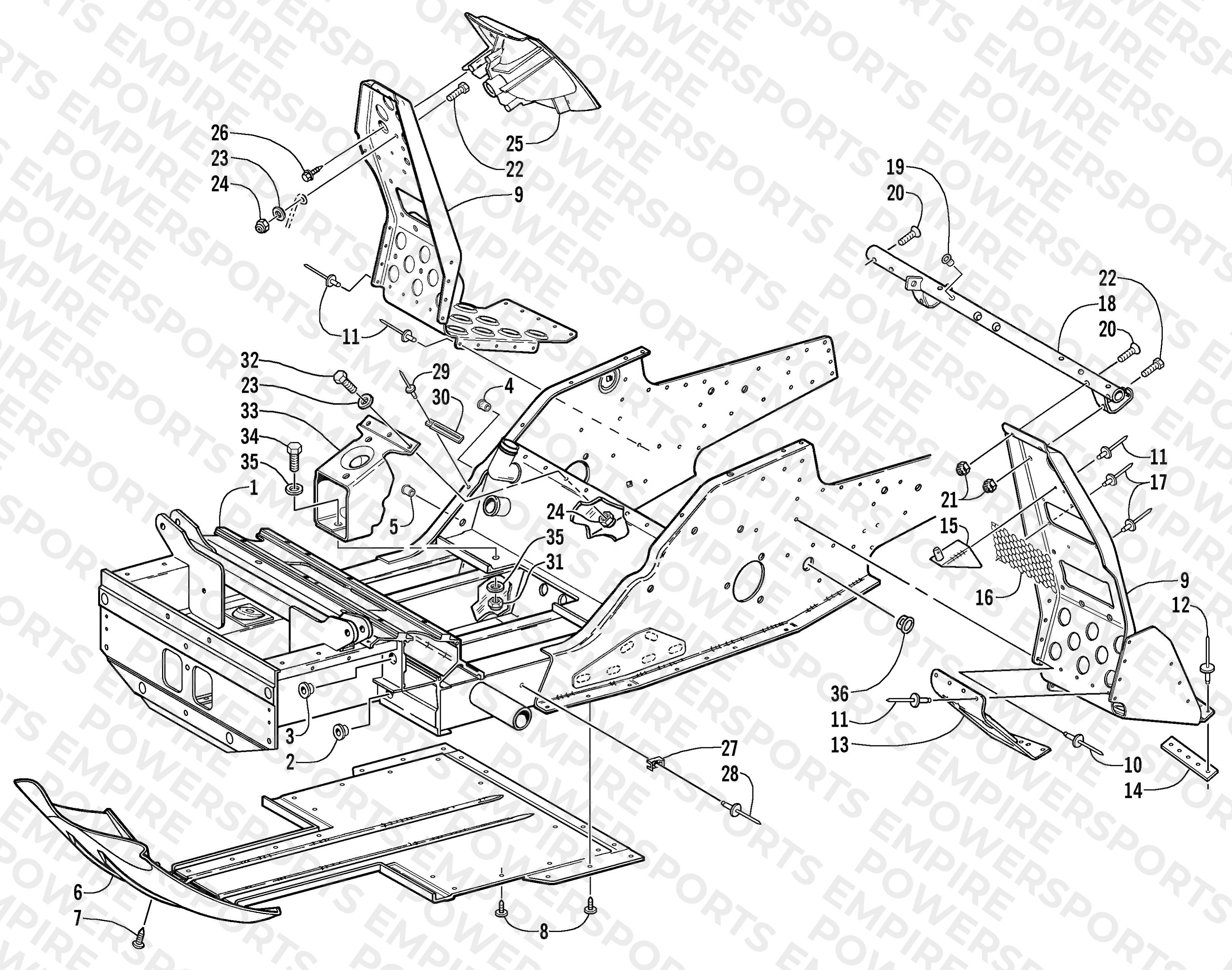 FRONT FRAME AND FOOTREST ASSEMBLY