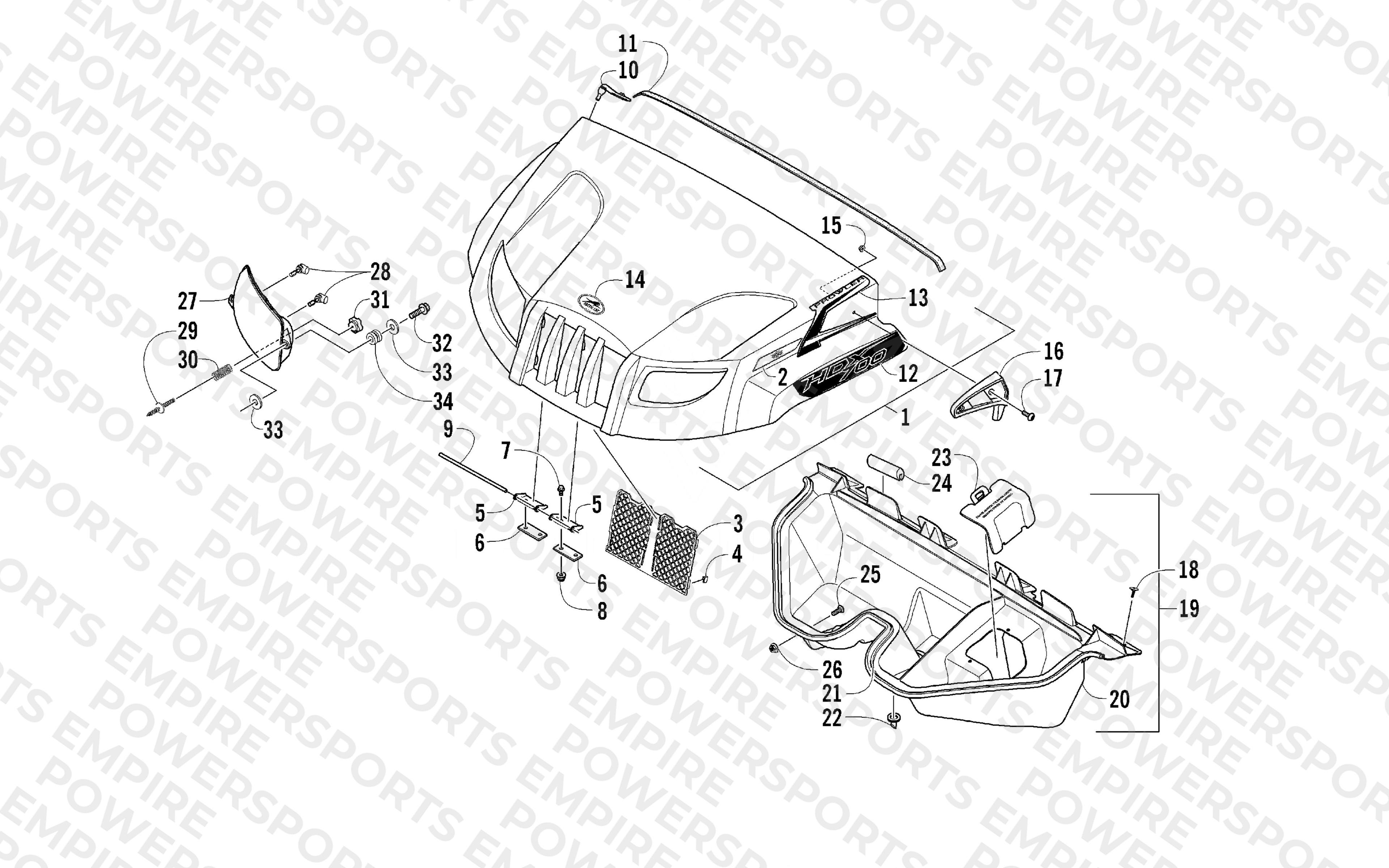 HOOD AND HEADLIGHT ASSEMBLY
