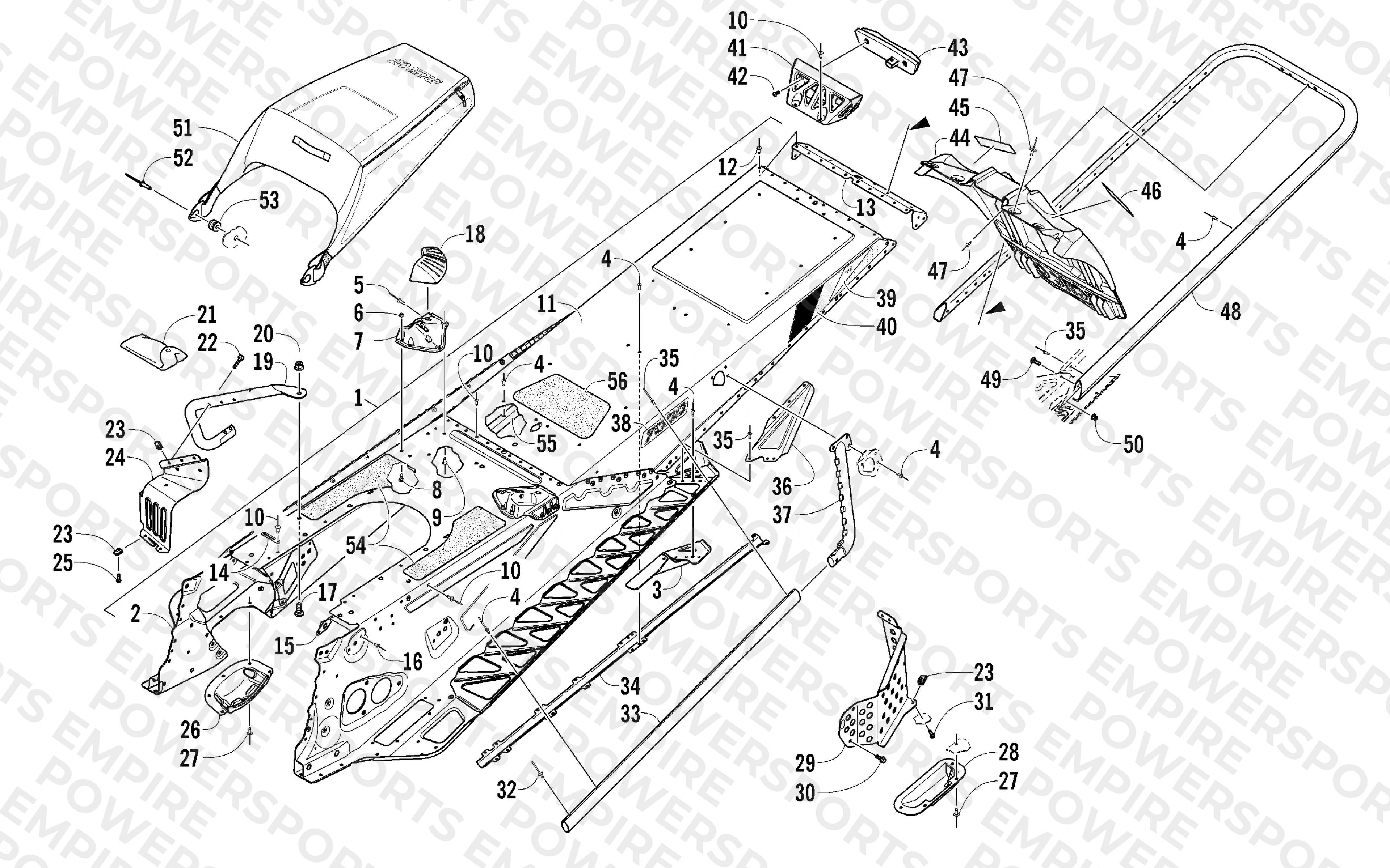 TUNNEL, REAR BUMPER, AND SNOWFLAP ASSEMBLY