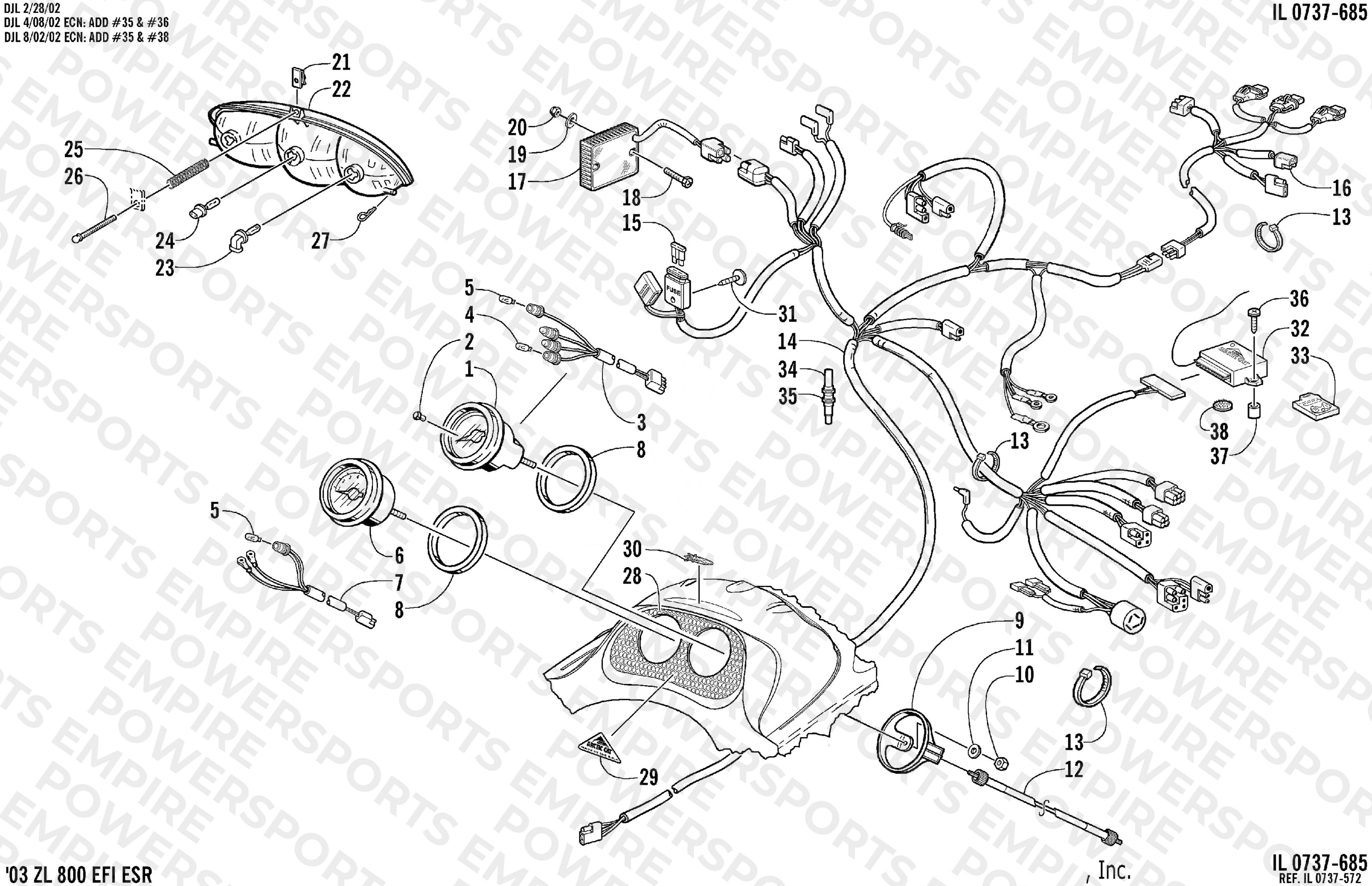 HEADLIGHT, INSTRUMENTS, AND WIRING ASSEMBLIES