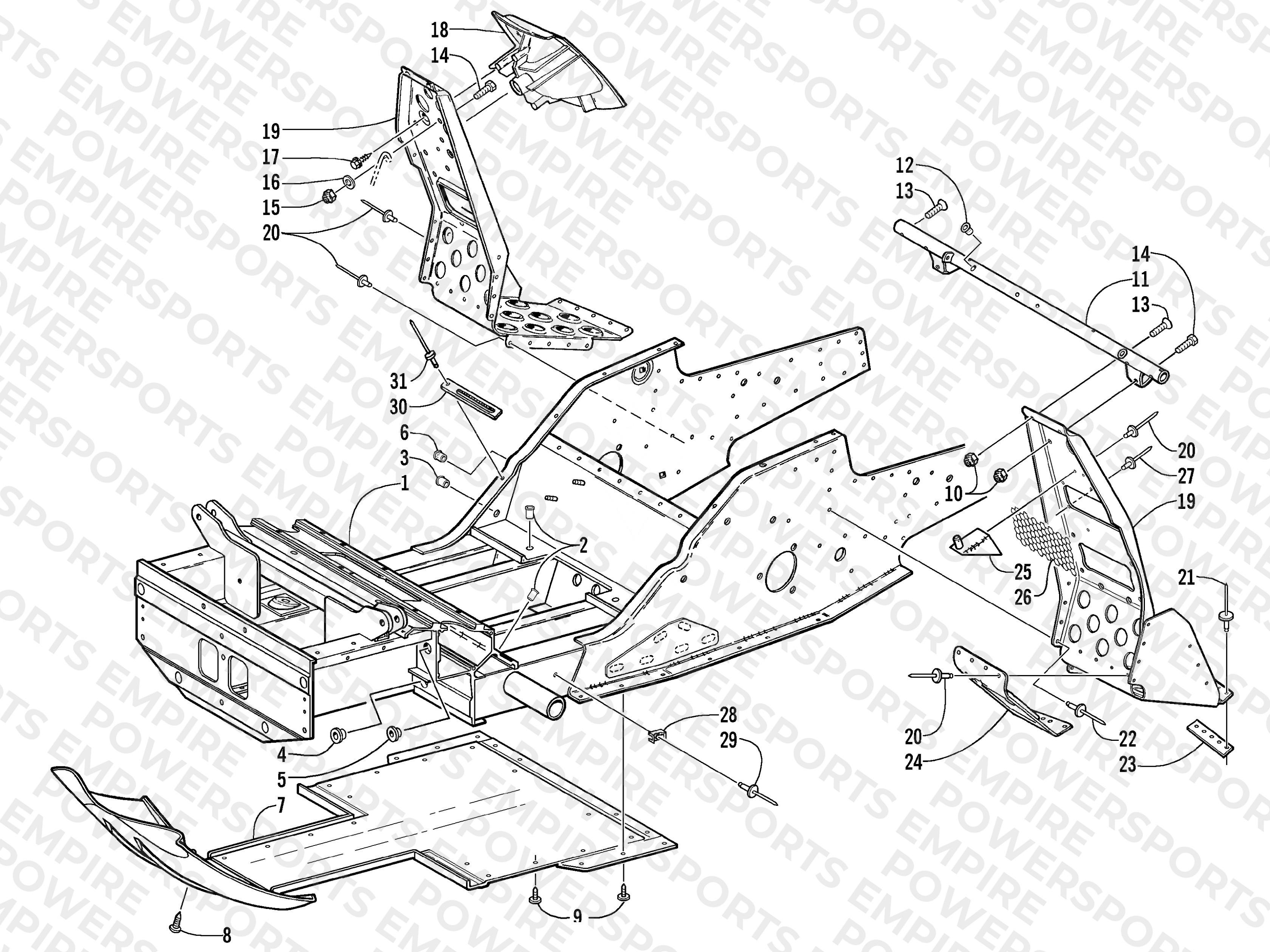 FRONT FRAME AND FOOTREST ASSEMBLY