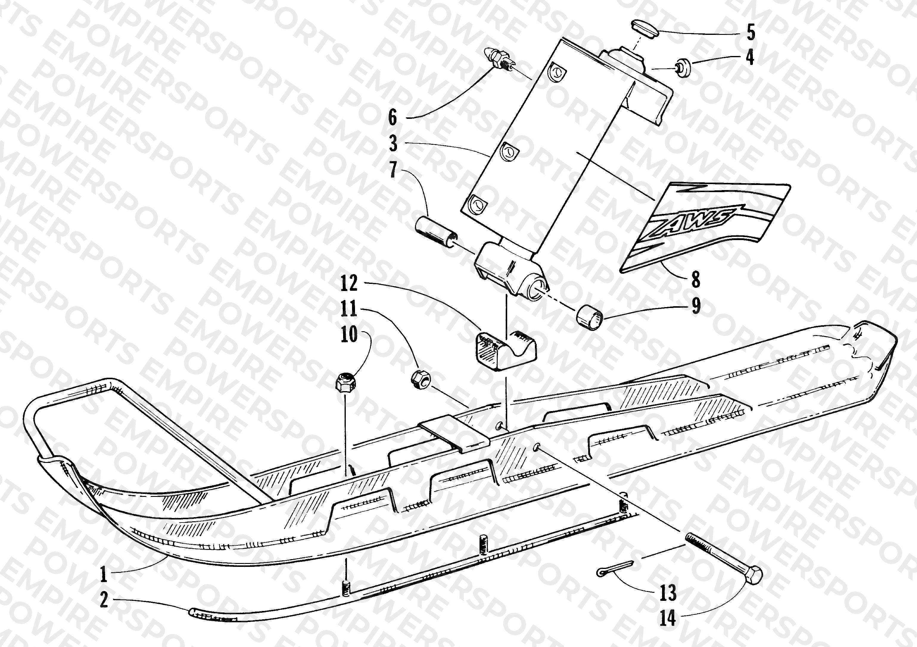 SKI AND SPINDLE ASSEMBLY