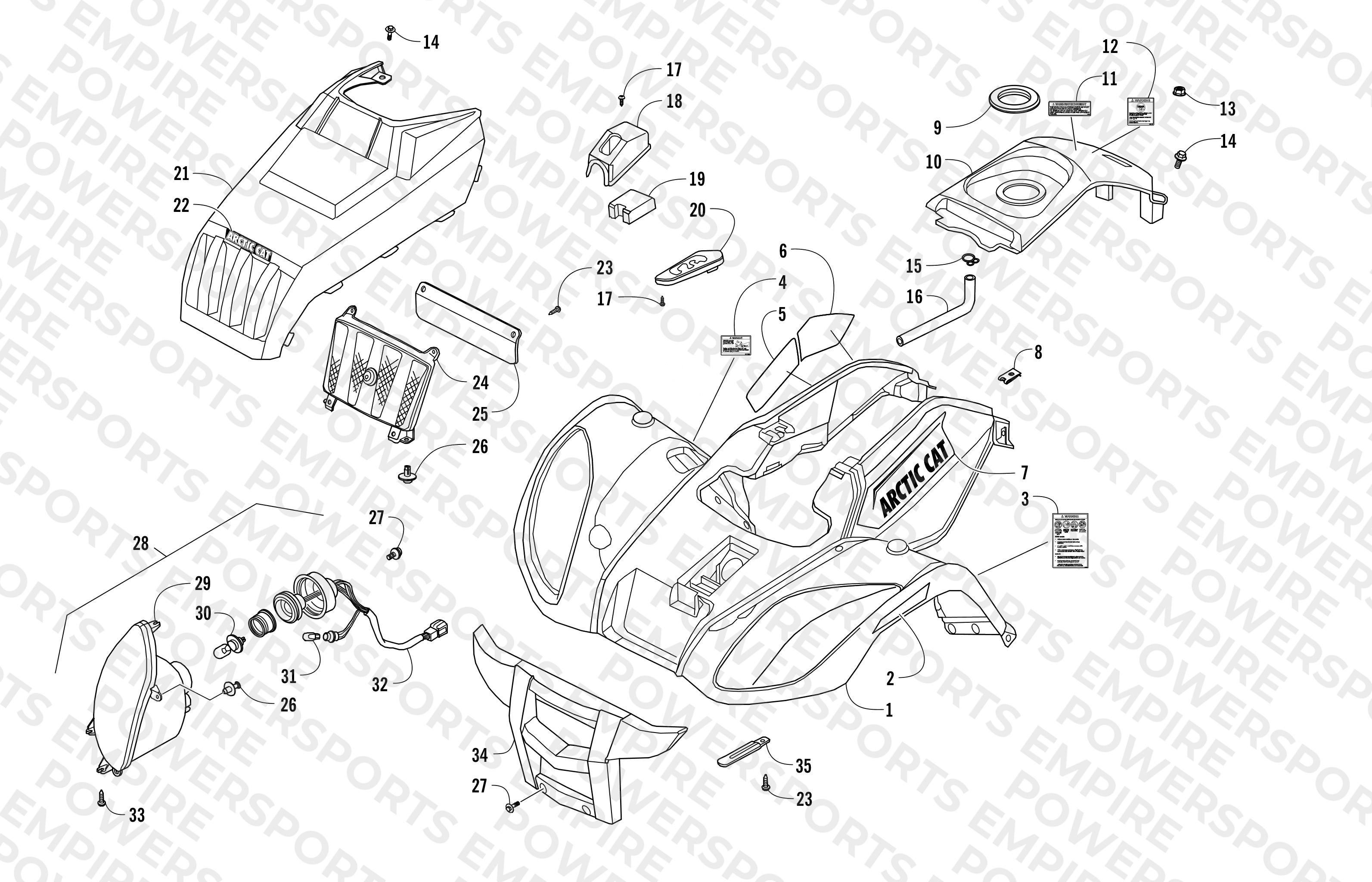 FRONT BODY PANEL AND HEADLIGHT ASSEMBLIES