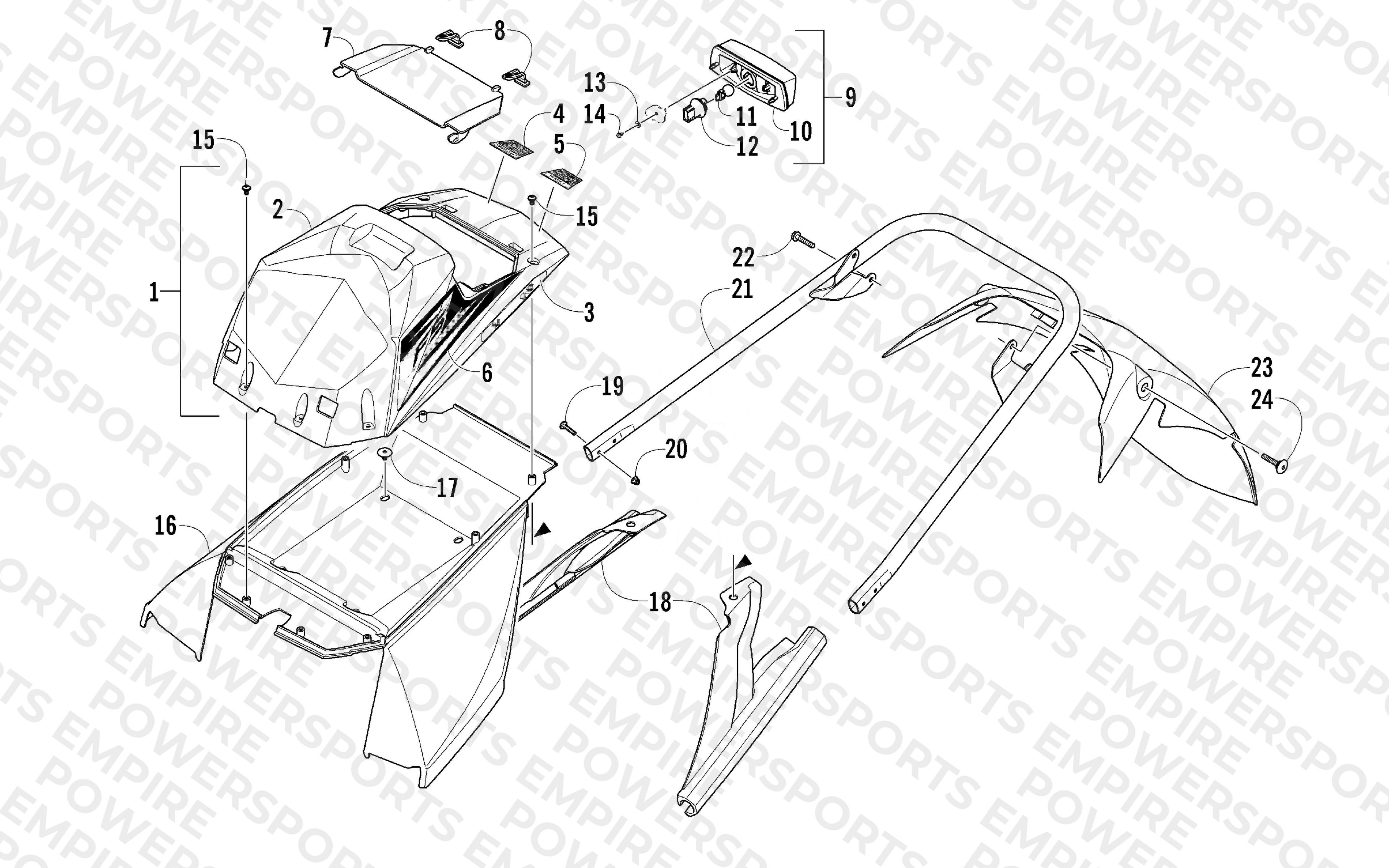 REAR BUMPER, STORAGE BOX, AND TAILLIGHT ASSEMBLY