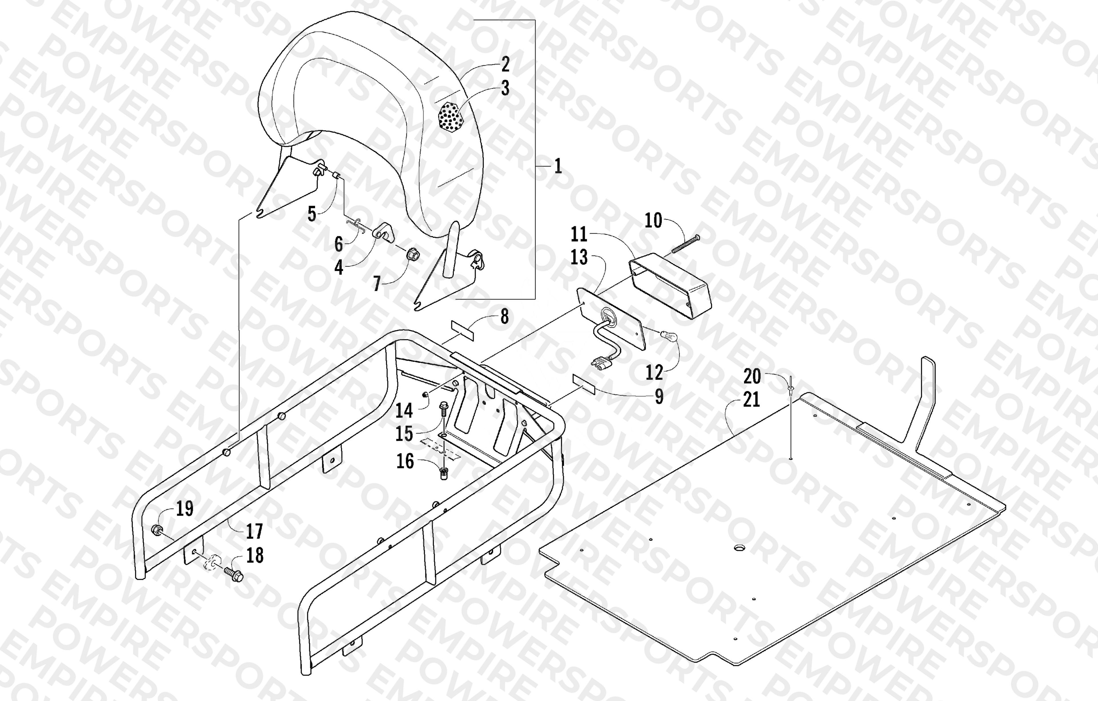 RACK, BACKREST, AND TAILLIGHT ASSEMBLY
