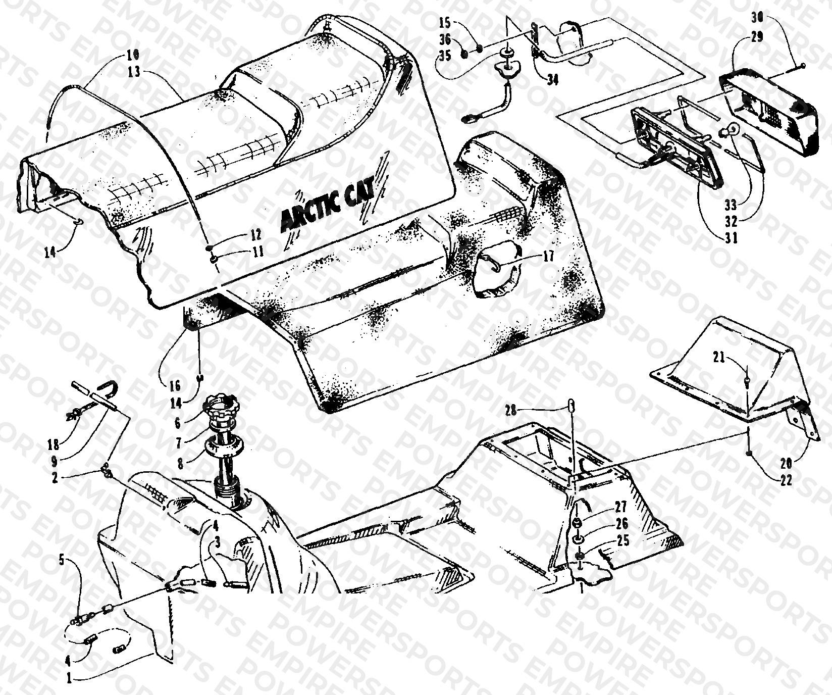 GAS TANK AND SEAT ASSEMBLIES