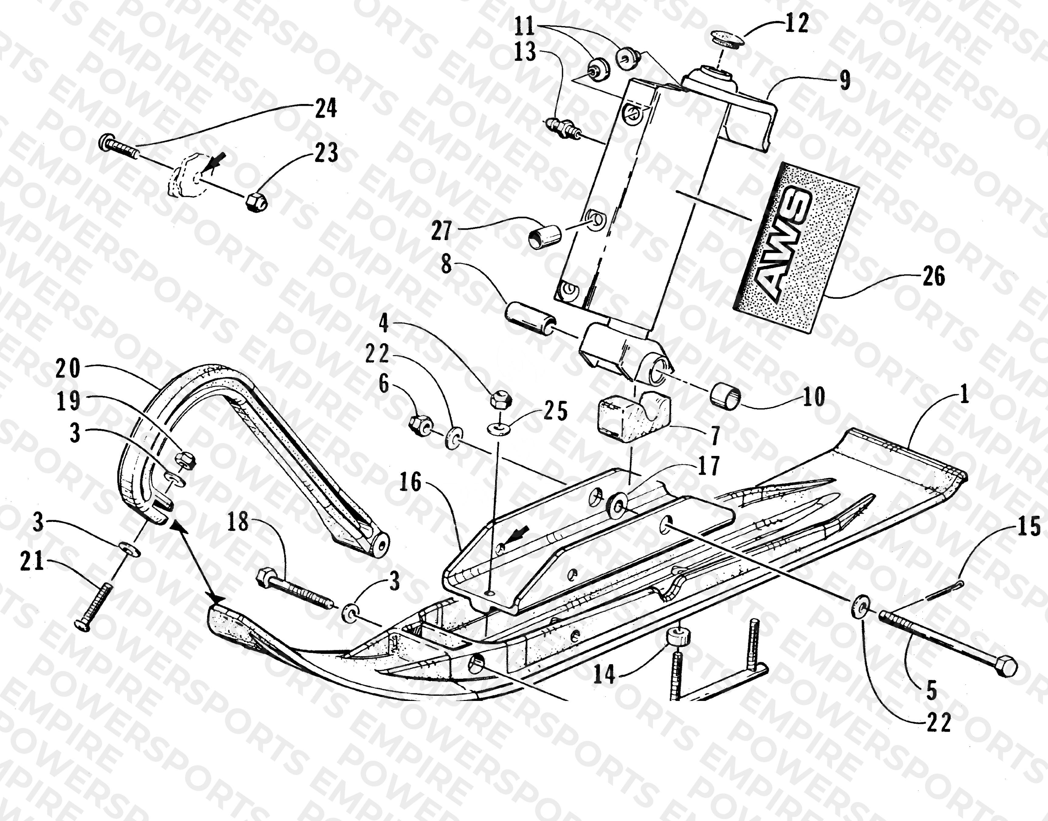 SKI AND SPINDLE ASSEMBLY