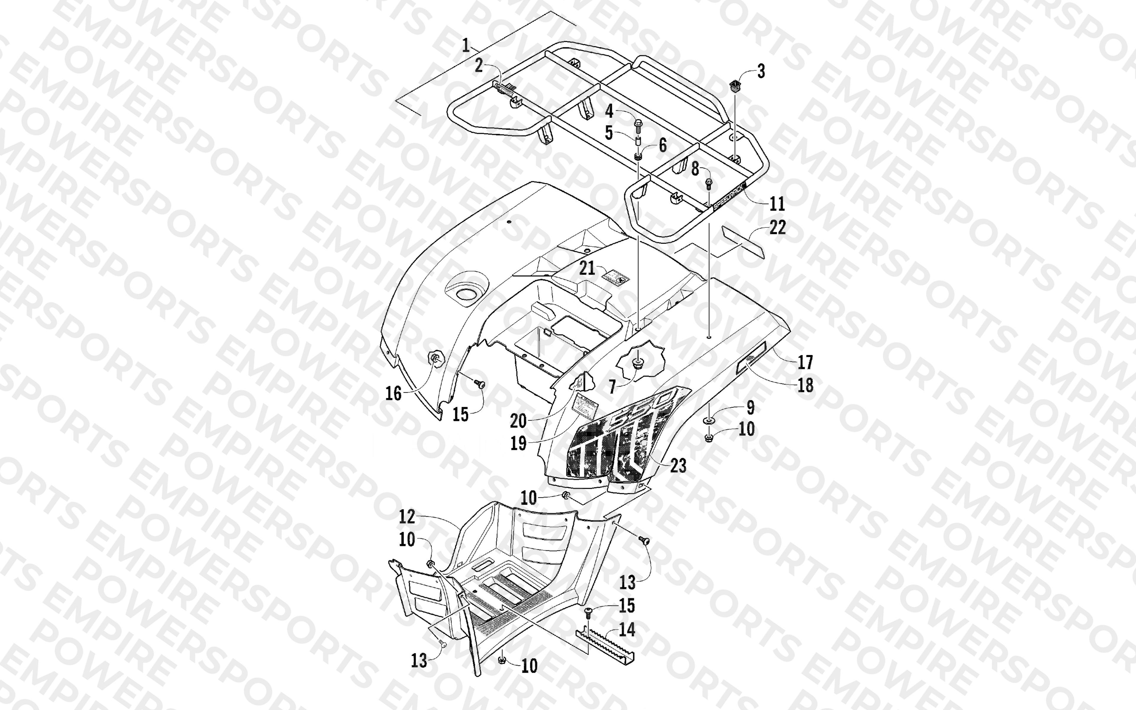 REAR RACK, BODY PANEL, AND FOOTWELL ASSEMBLIES