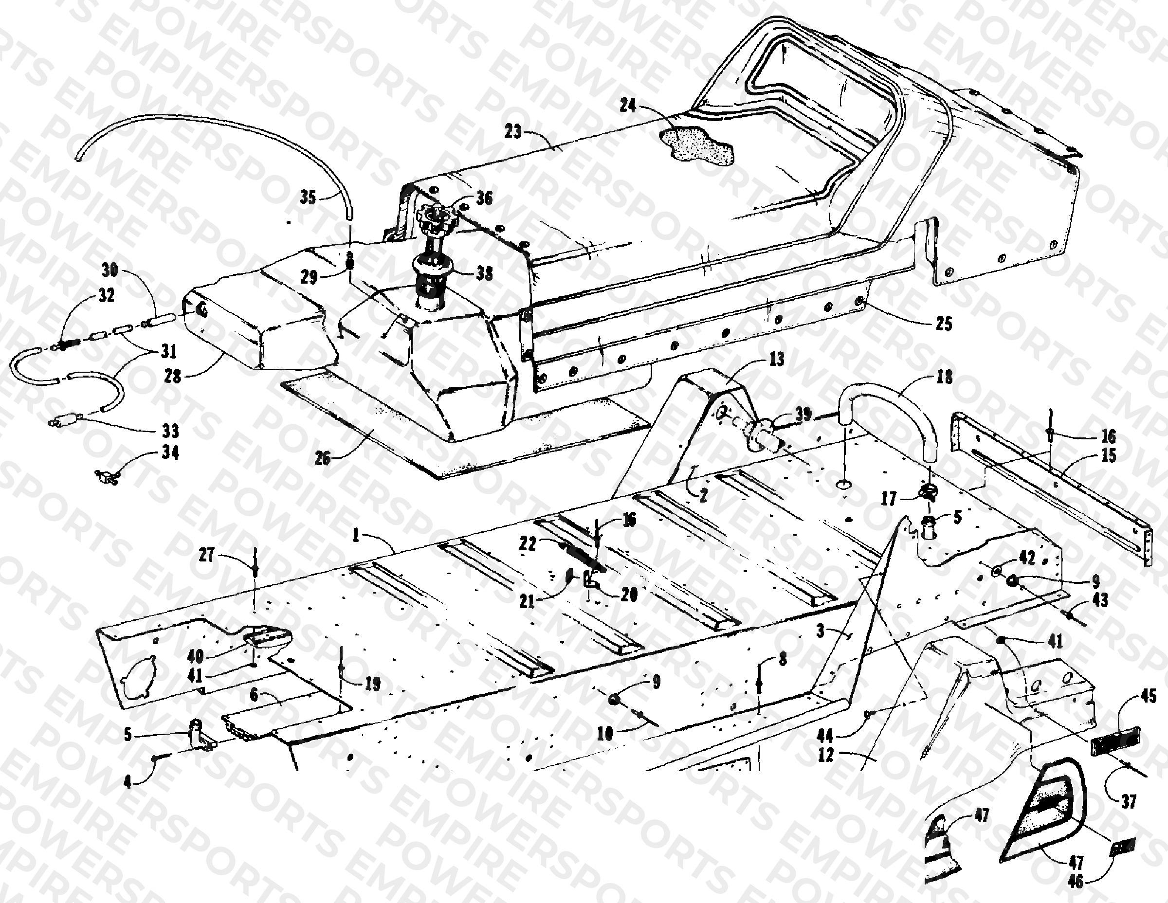 TUNNEL, GAS TANK AND SEAT