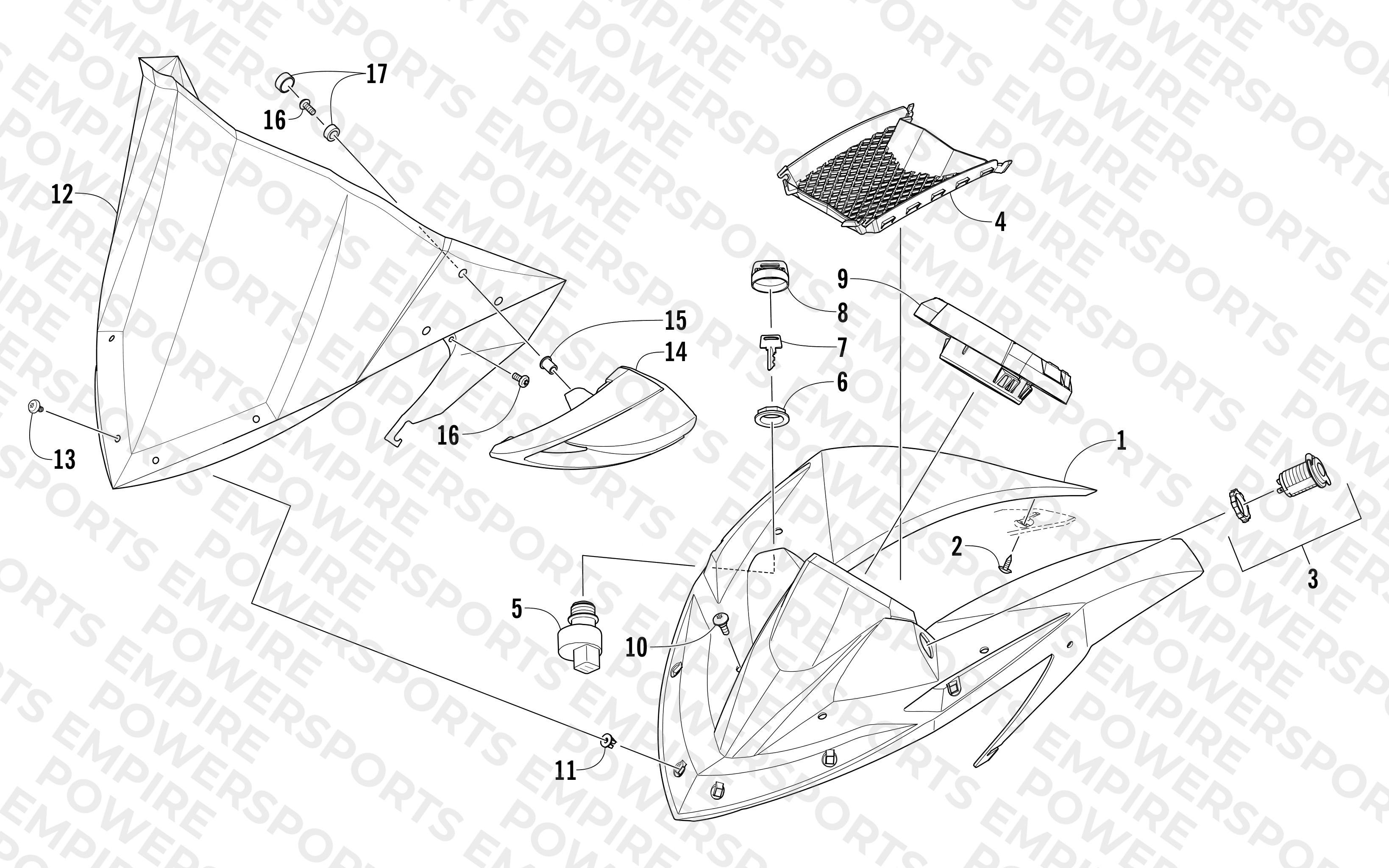 WINDSHIELD AND INSTRUMENTS ASSEMBLIES