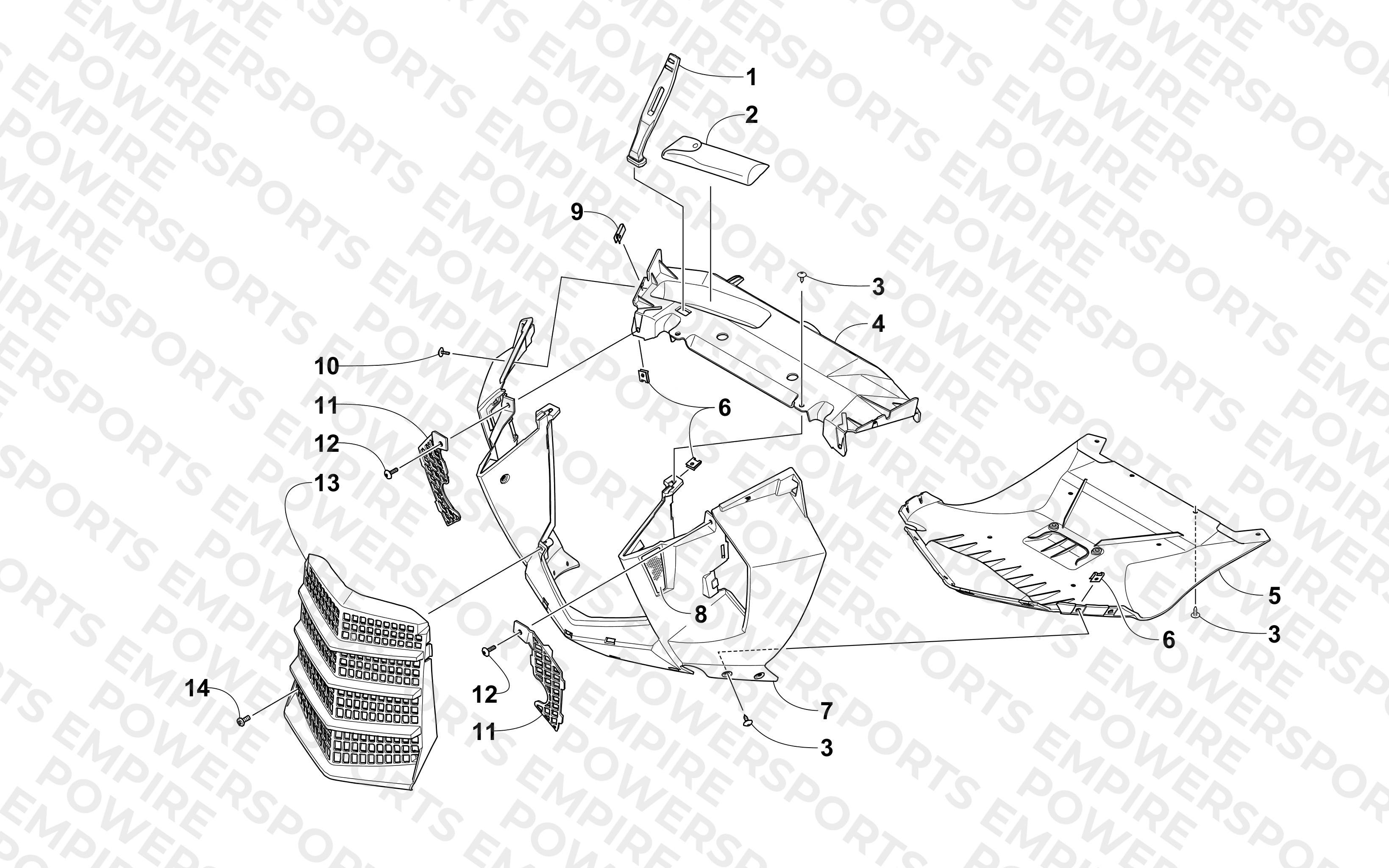 FRONT FACIA AND CENTER SKID PLATE ASSEMBLY