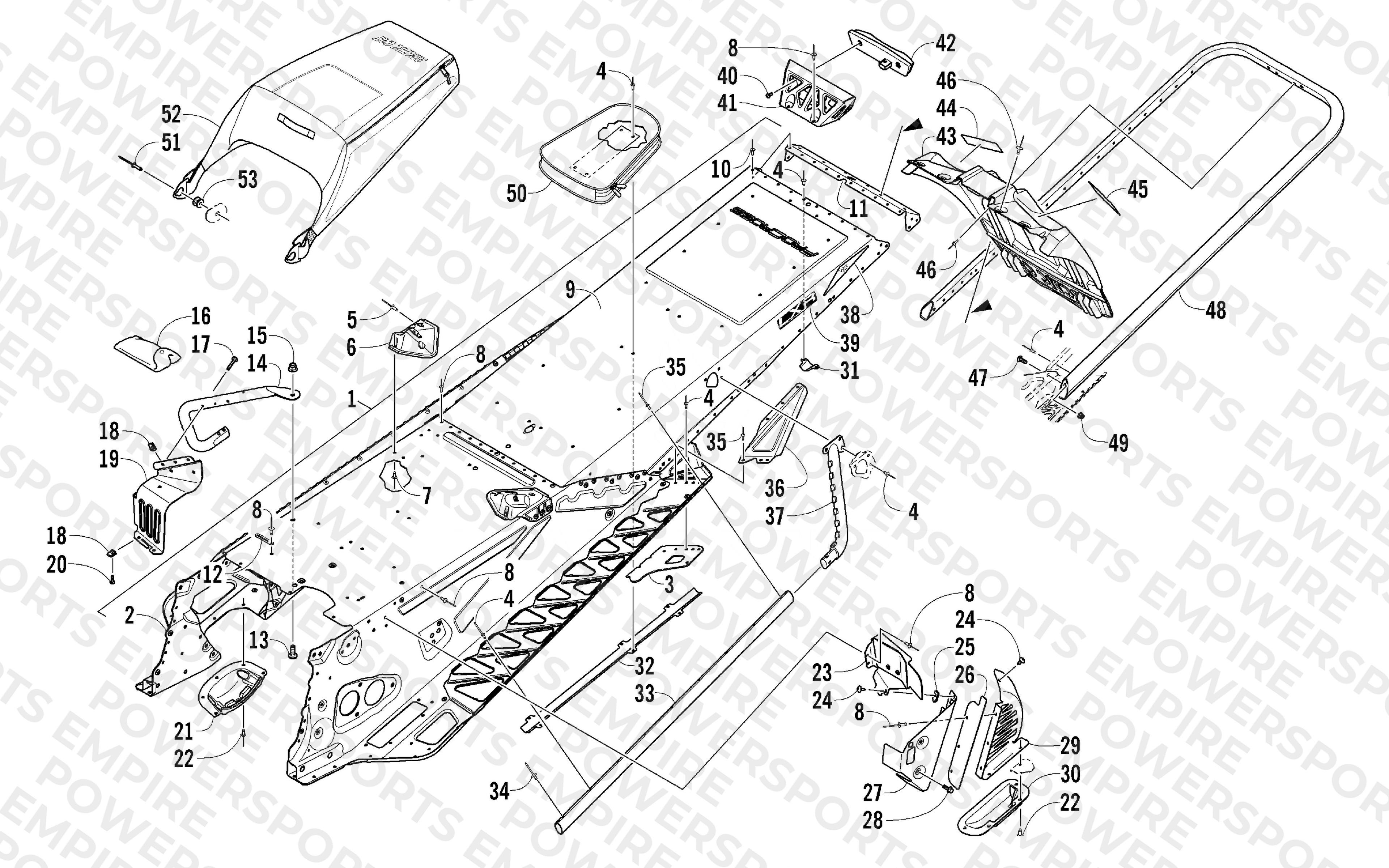 TUNNEL, REAR BUMPER, AND SNOWFLAP ASSEMBLY