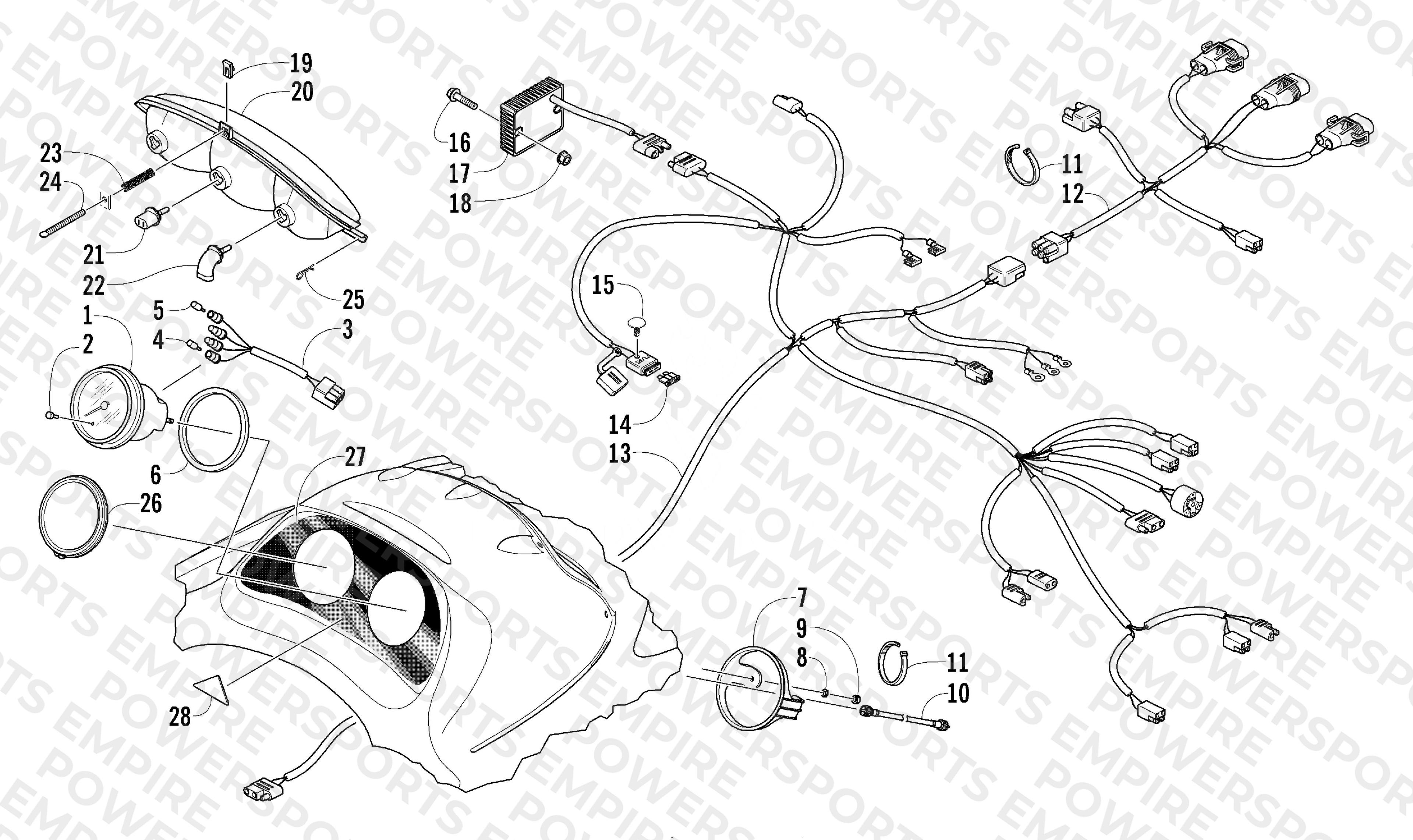 HEADLIGHT, INSTRUMENTS, AND WIRING ASSEMBLIES
