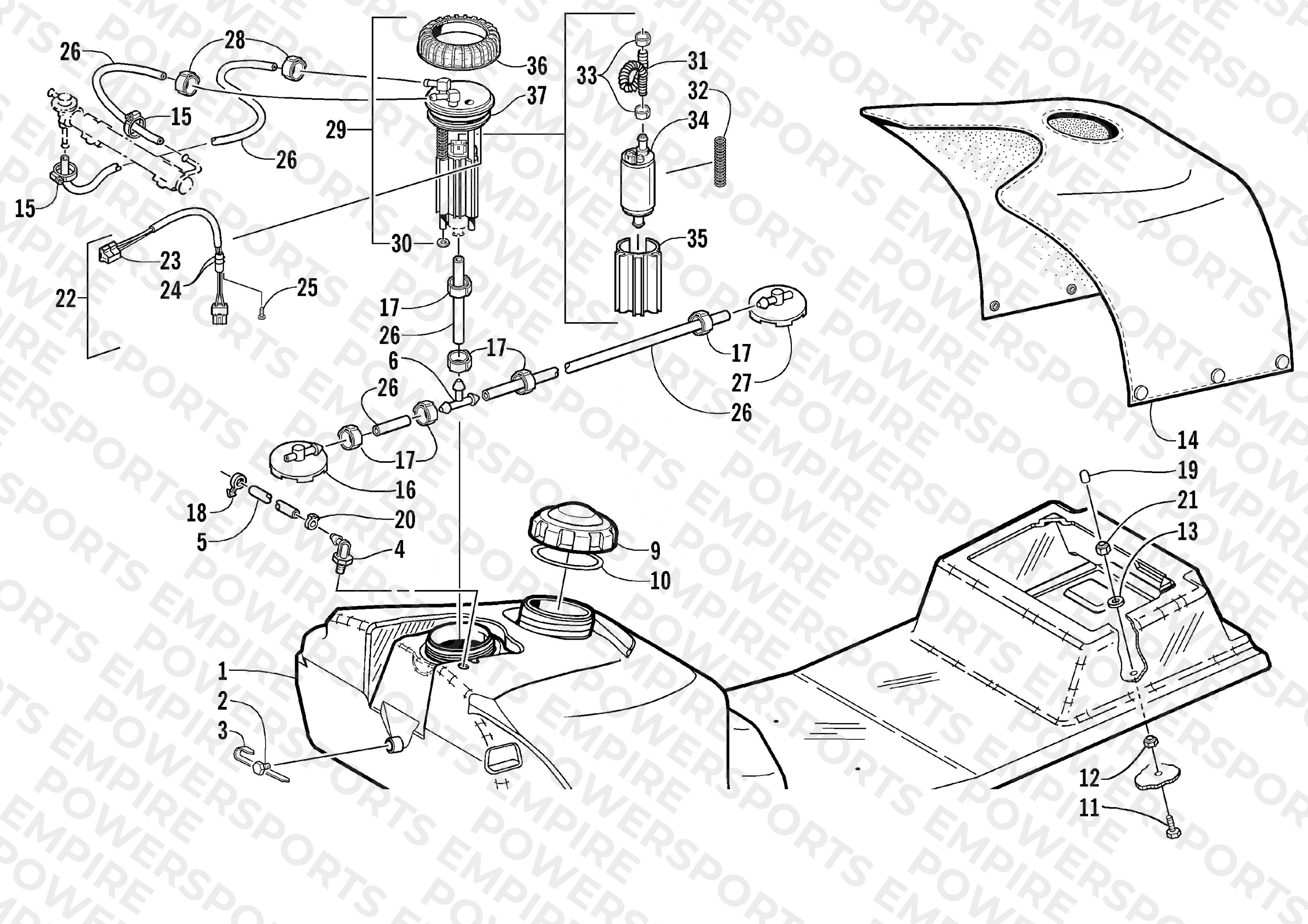 GAS TANK AND FUEL PUMP ASSEMBLIES (LE)
