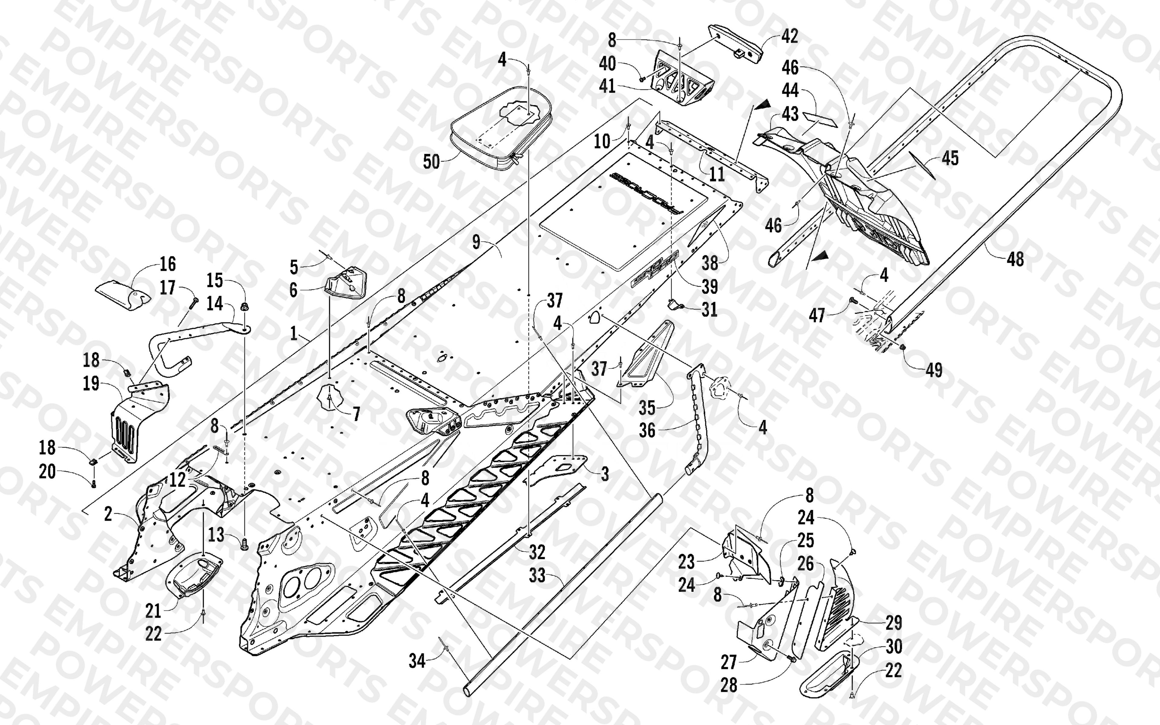 TUNNEL, REAR BUMPER, AND SNOWFLAP ASSEMBLY