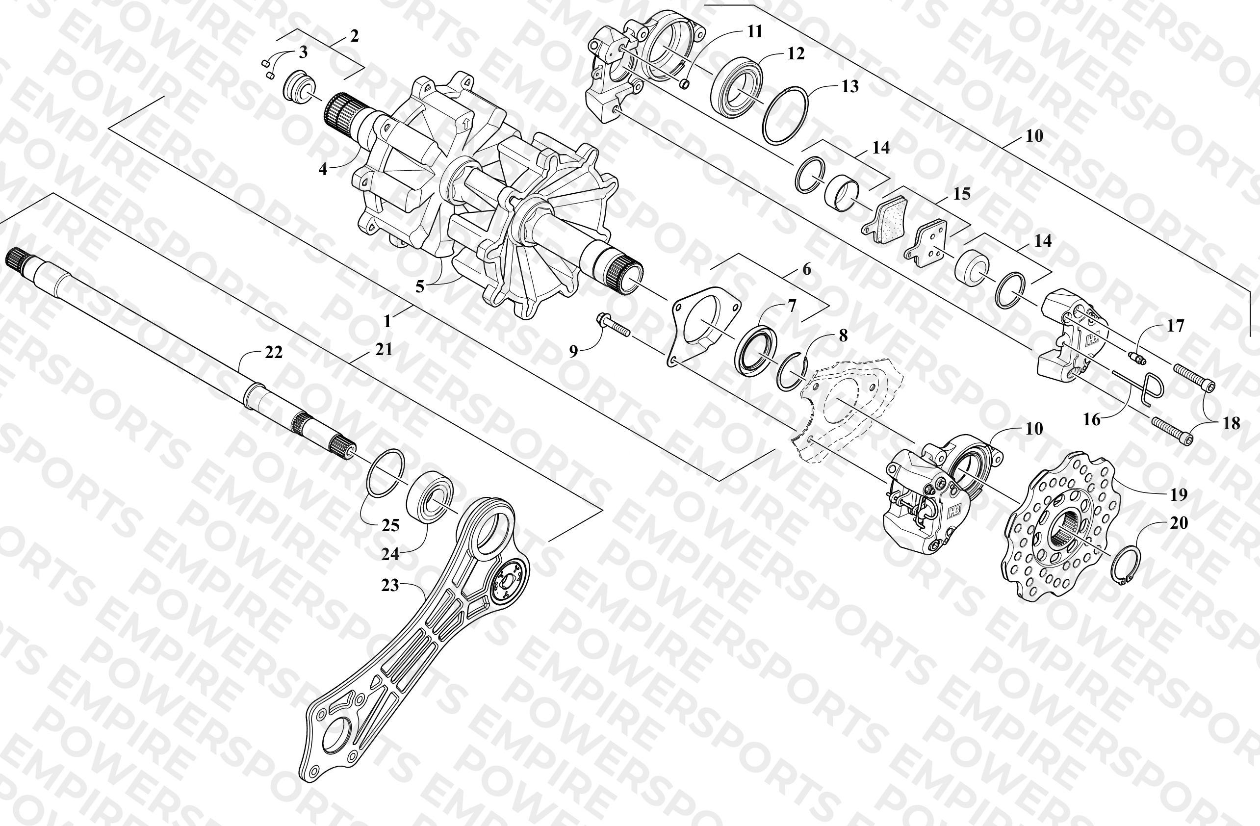 DRIVE TRAIN SHAFTS AND BRAKE ASSEMBLIES