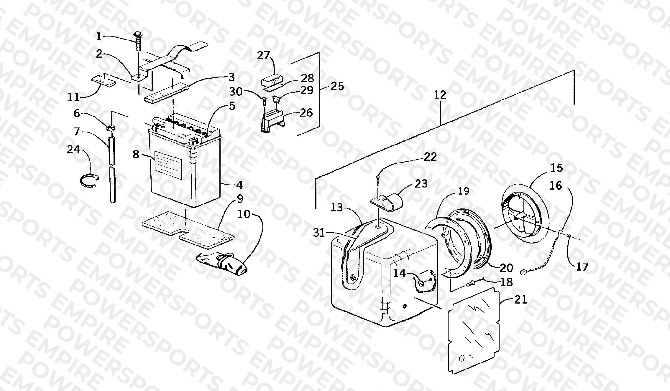STORAGE BOX AND BATTERY ASSEMBLY
