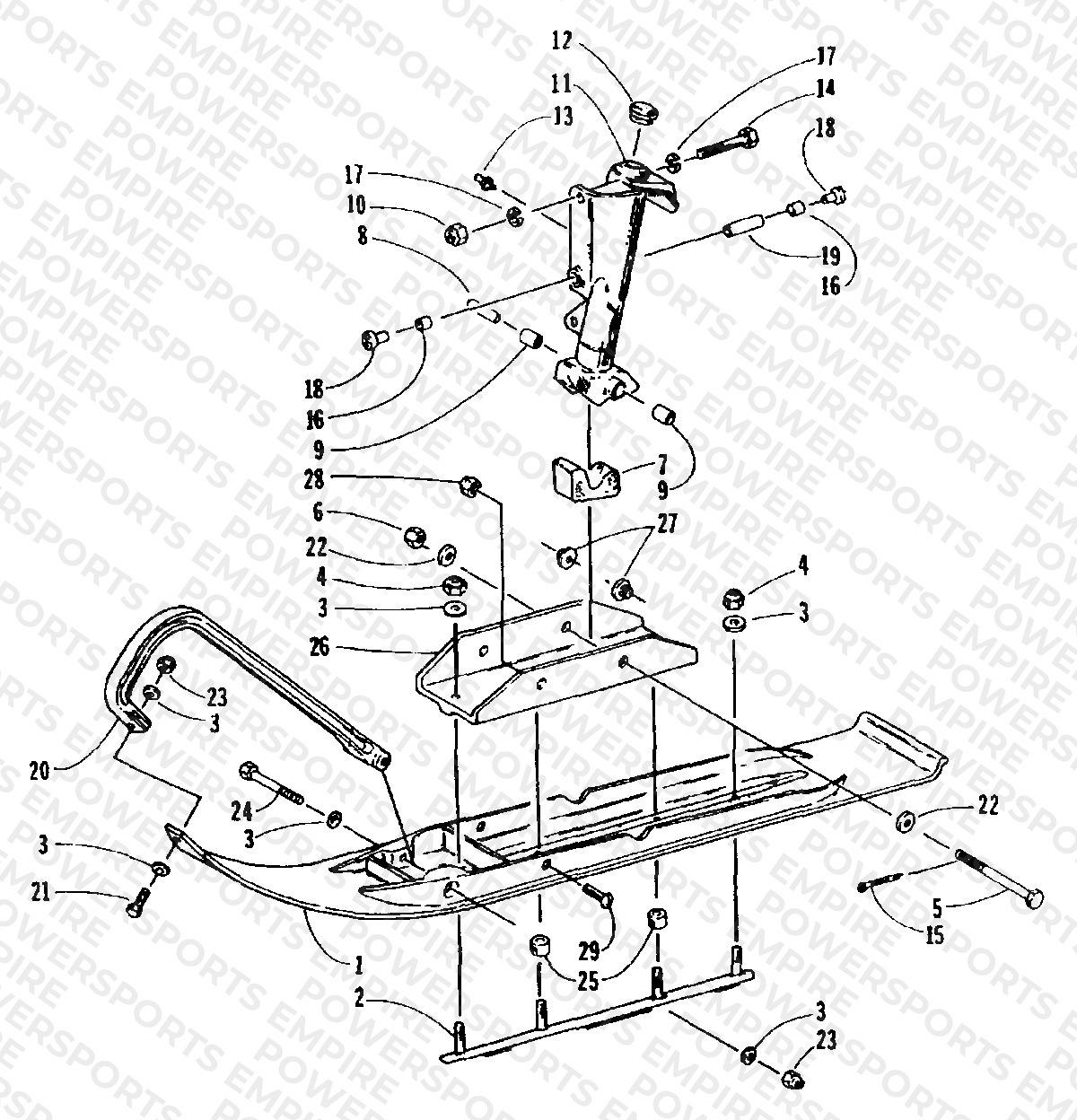SKI AND SPINDLE ASSEMBLY