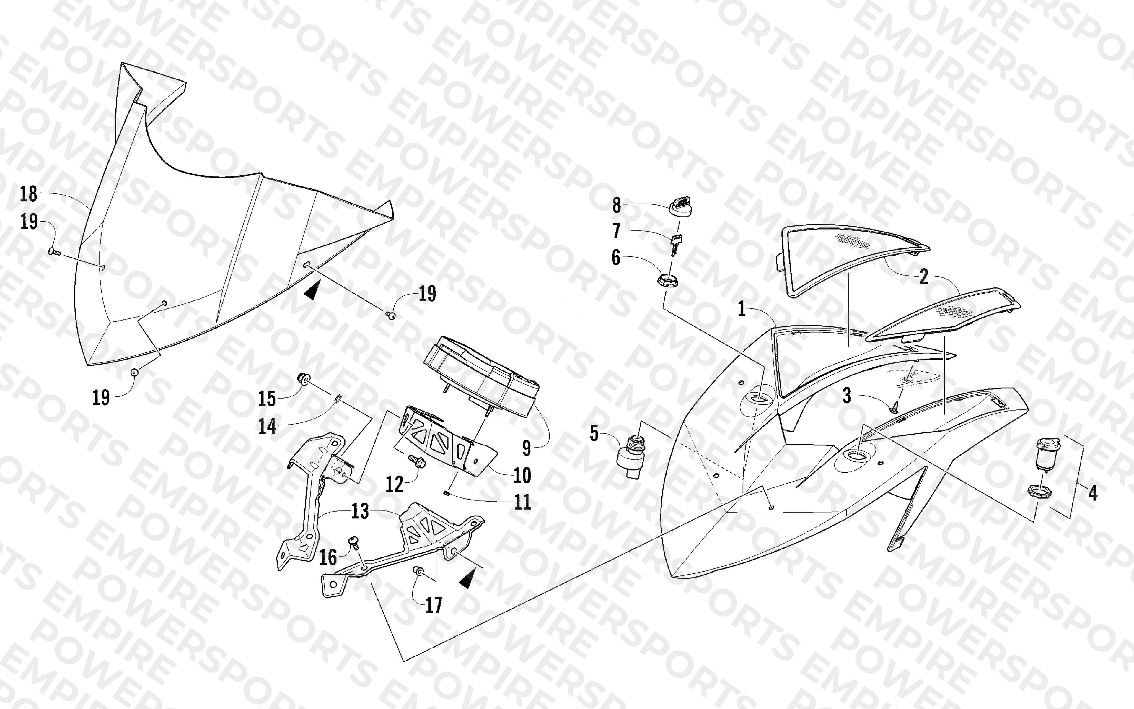 WINDSHIELD AND INSTRUMENTS ASSEMBLIES