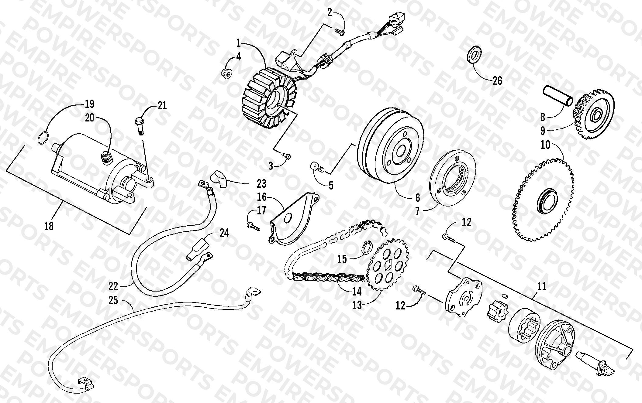STARTER MOTOR AND MAGNETO ASSEMBLY