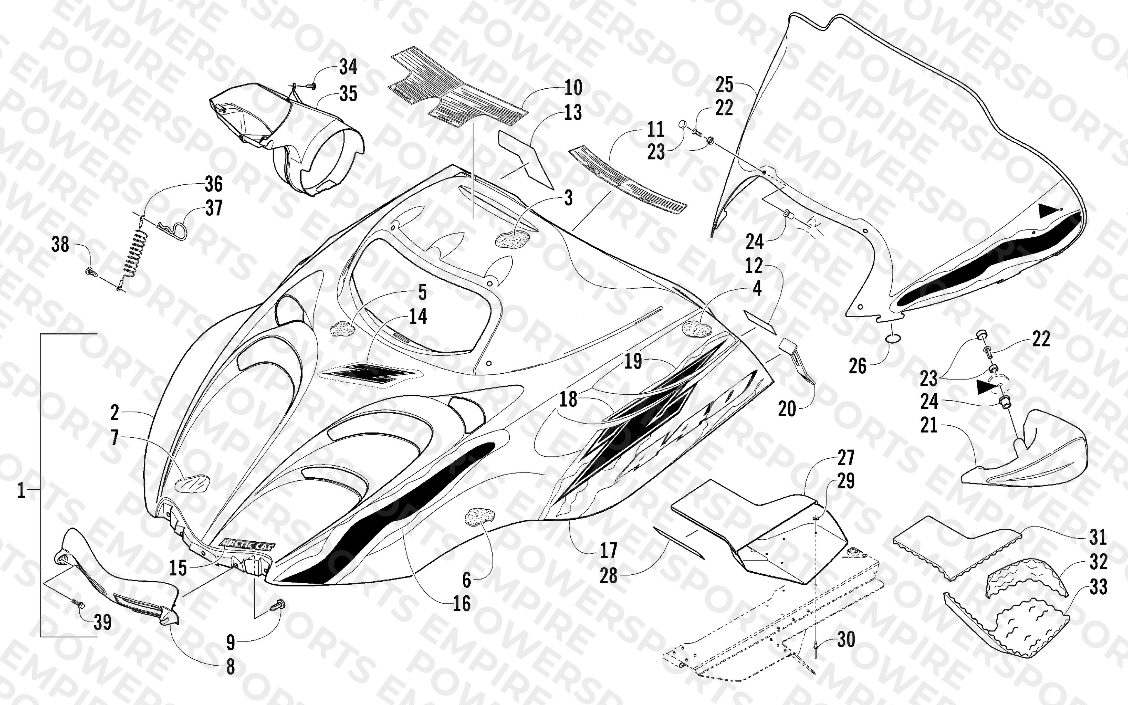 HOOD AND WINDSHIELD ASSEMBLY
