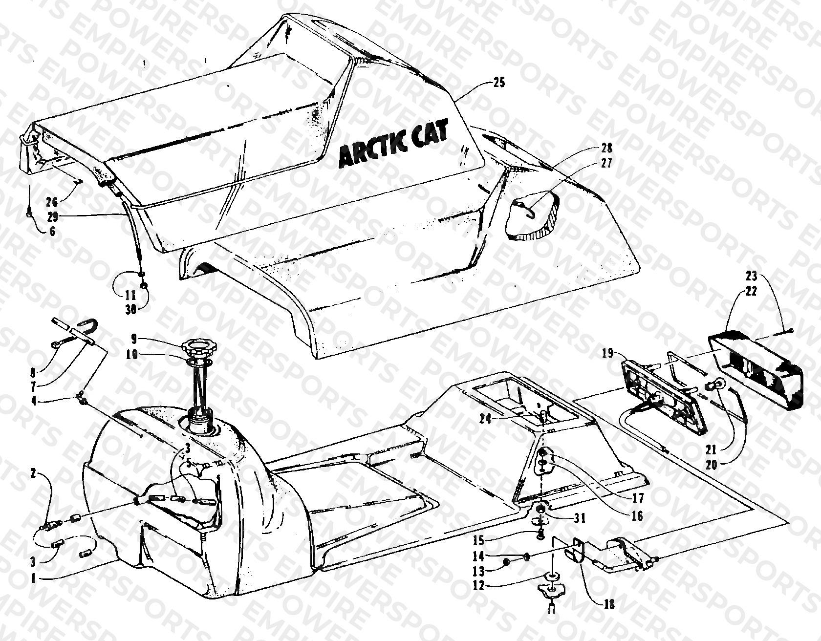 GAS TANK, SEAT, AND TAILLIGHT ASSEMBLIES
