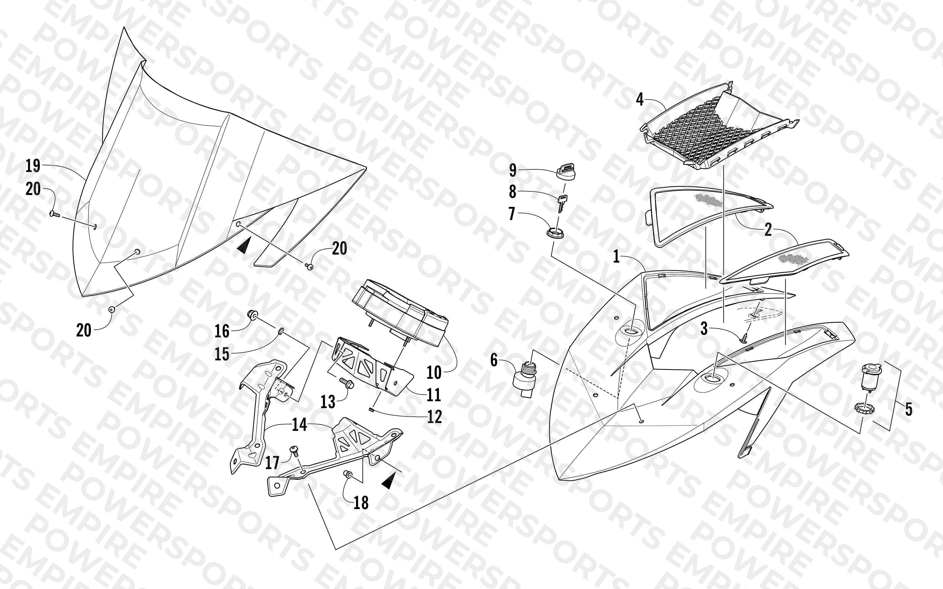 WINDSHIELD AND INSTRUMENTS ASSEMBLIES
