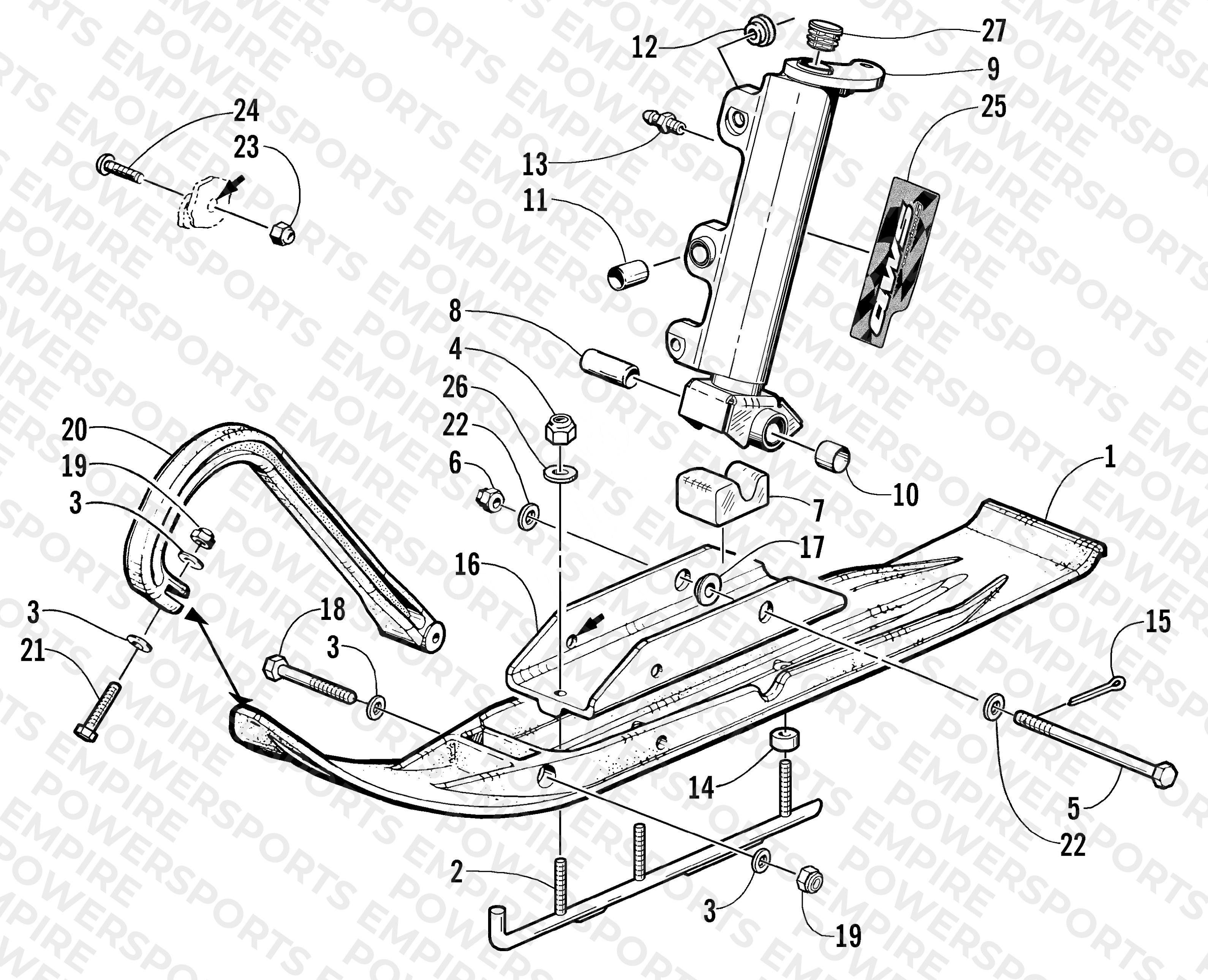 SKI AND SPINDLE ASSEMBLY