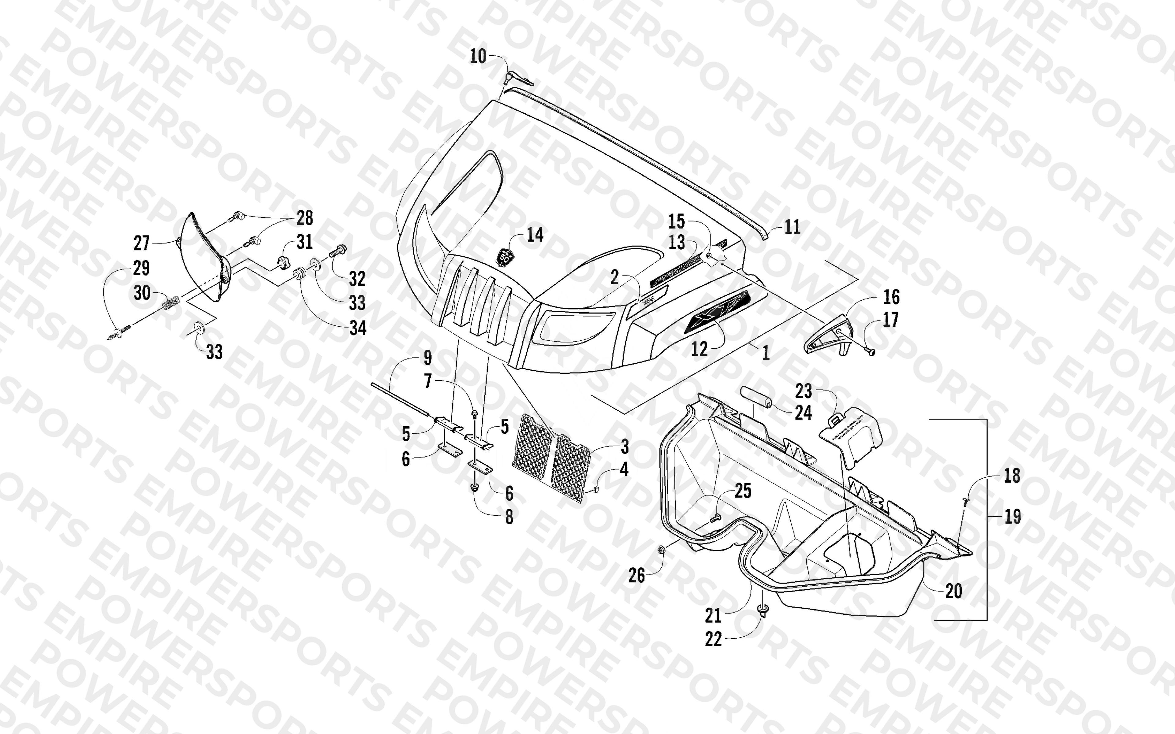 HOOD AND HEADLIGHT ASSEMBLY