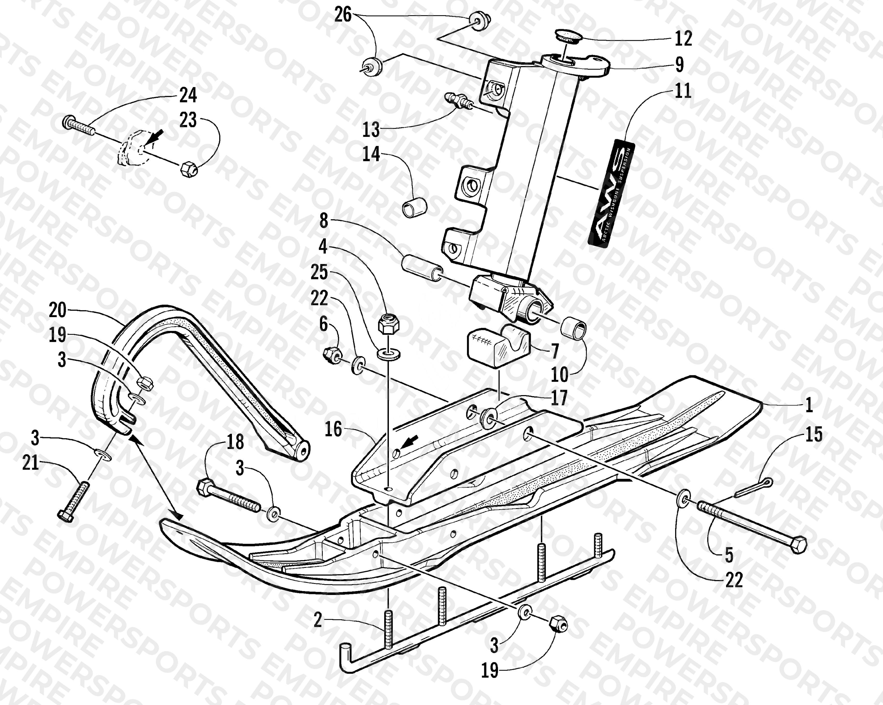 SKI AND SPINDLE ASSEMBLY