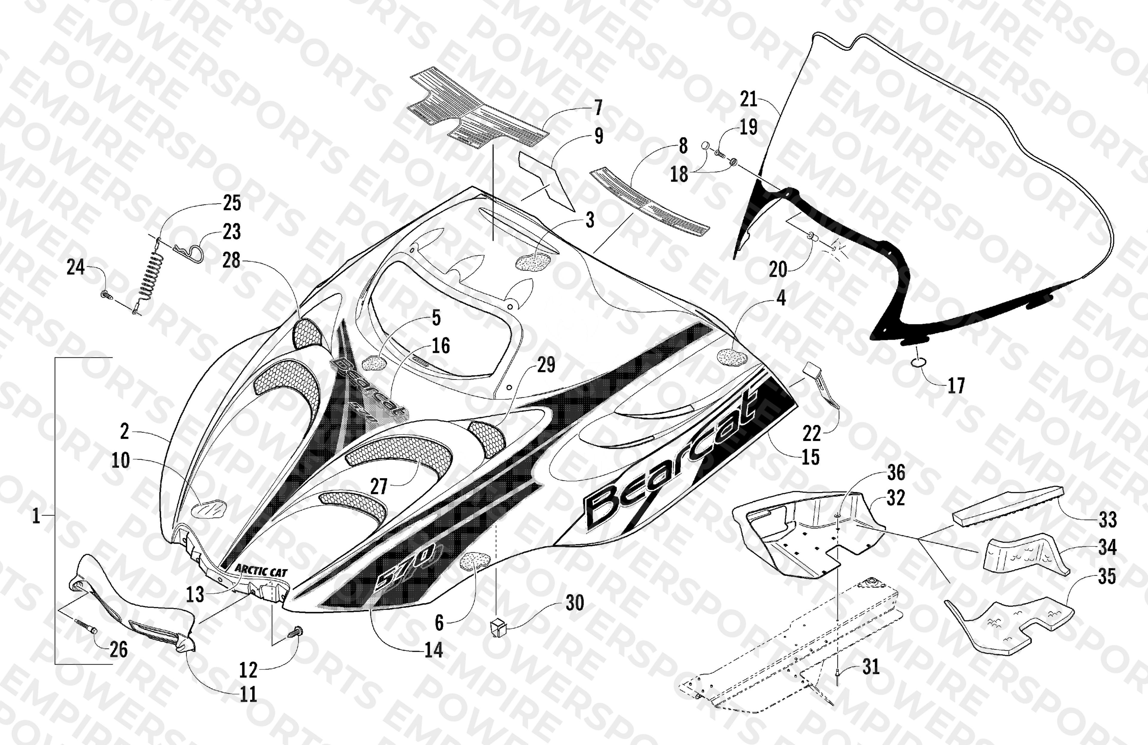 HOOD AND WINDSHIELD ASSEMBLY