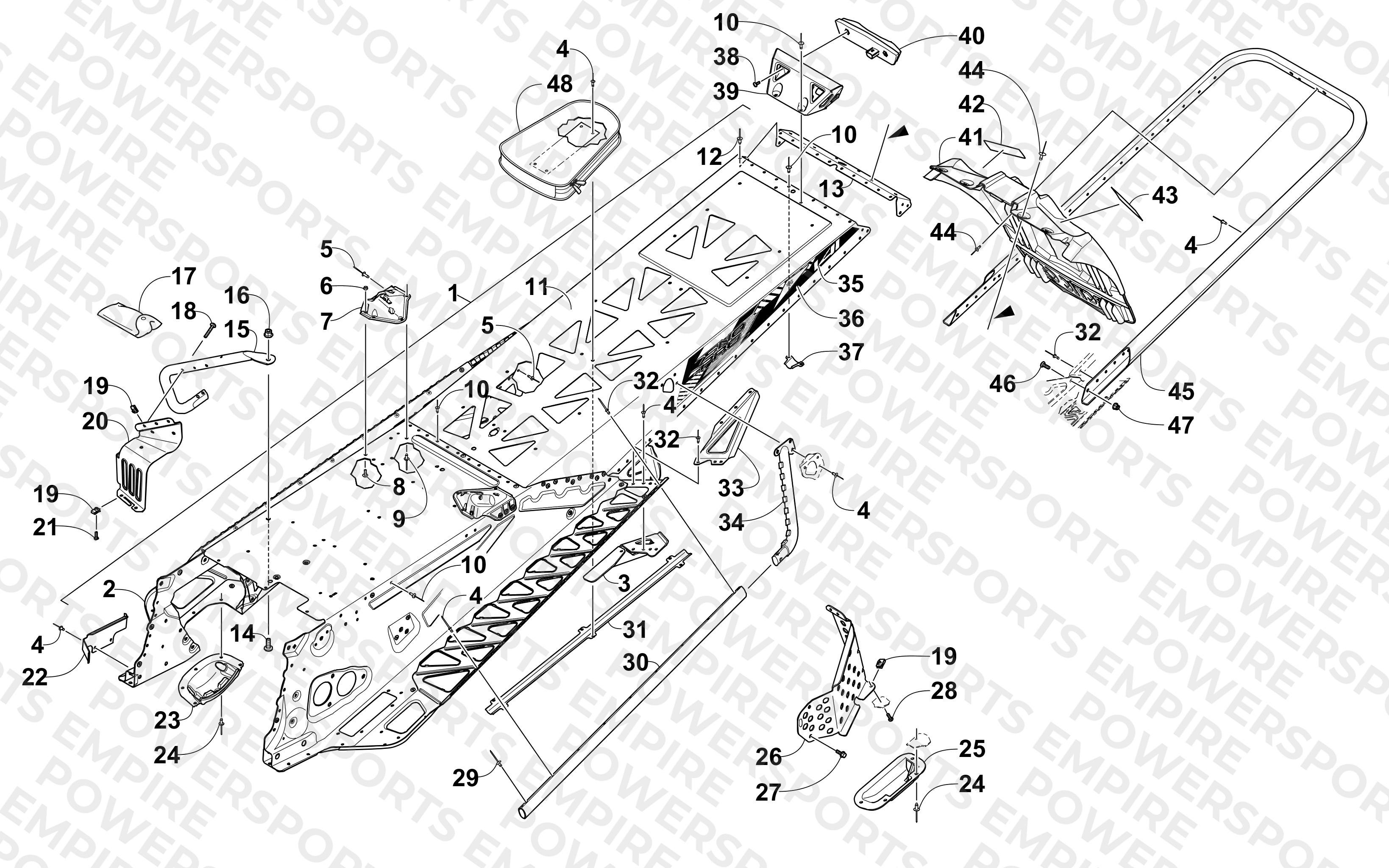 TUNNEL, REAR BUMPER, AND SNOWFLAP ASSEMBLY