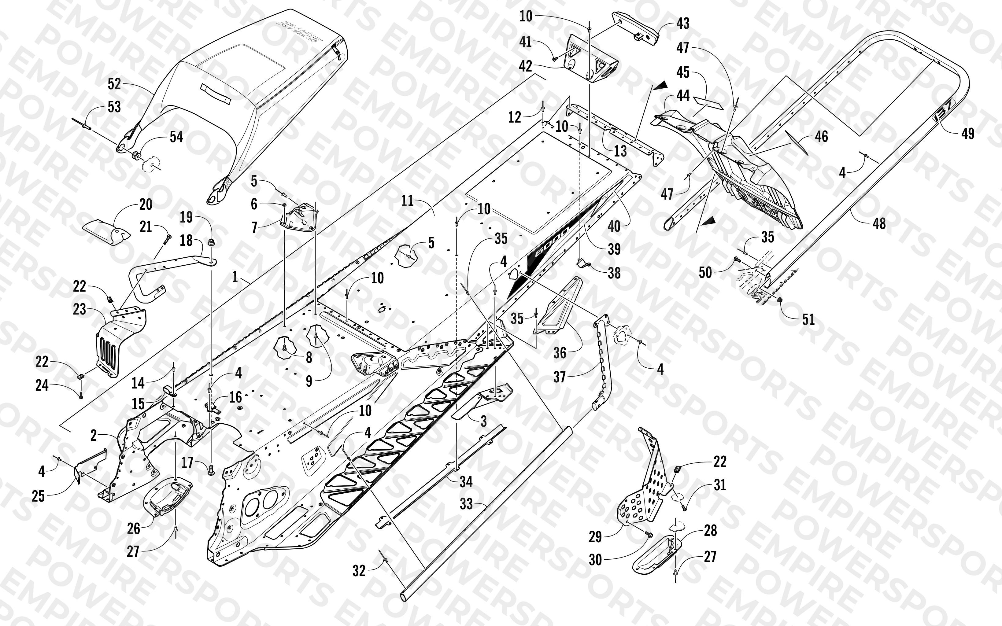 TUNNEL, REAR BUMPER, AND SNOWFLAP ASSEMBLY