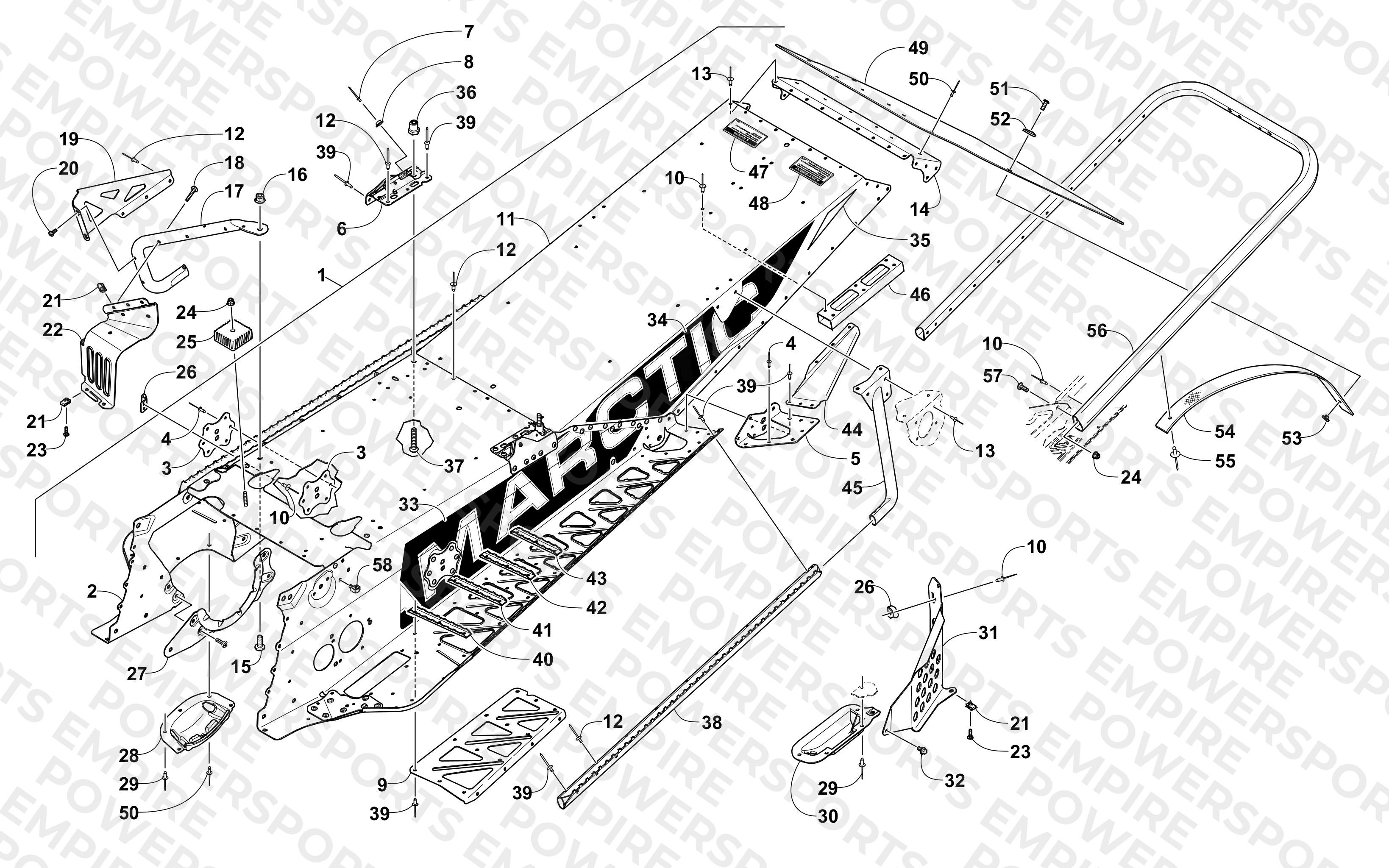 TUNNEL, REAR BUMPER, AND SNOWFLAP ASSEMBLY