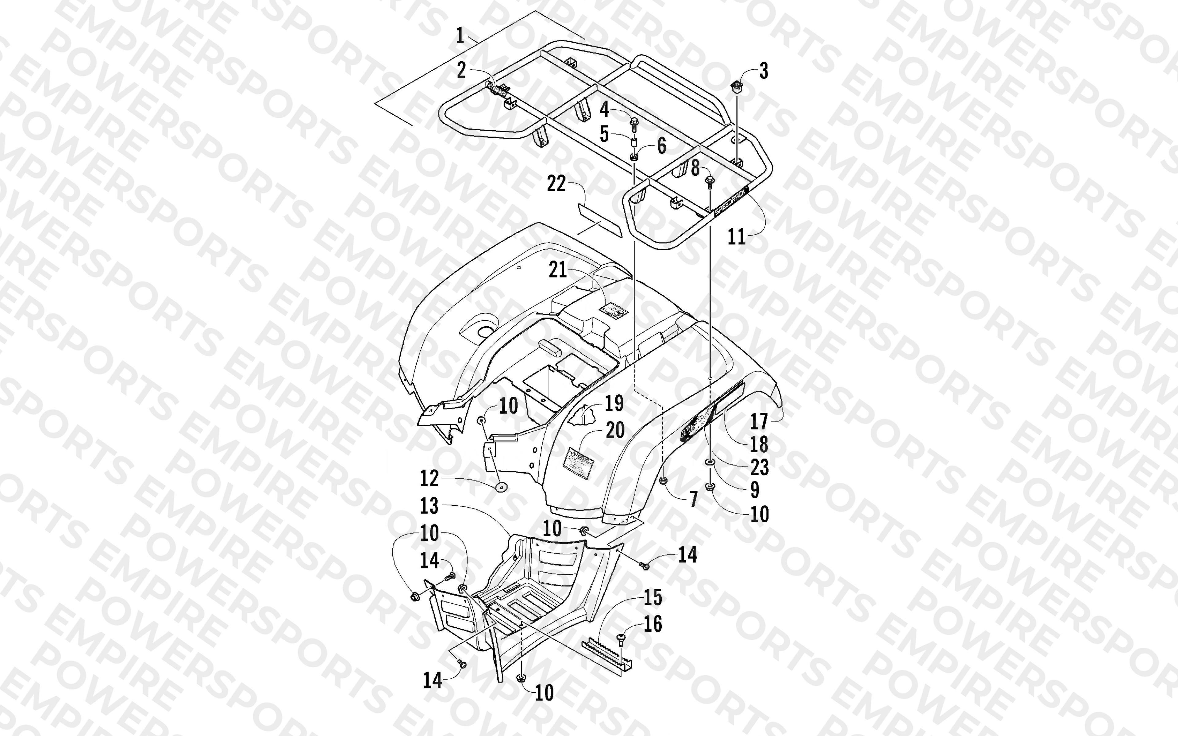 REAR RACK, BODY PANEL, AND FOOTWELL ASSEMBLIES