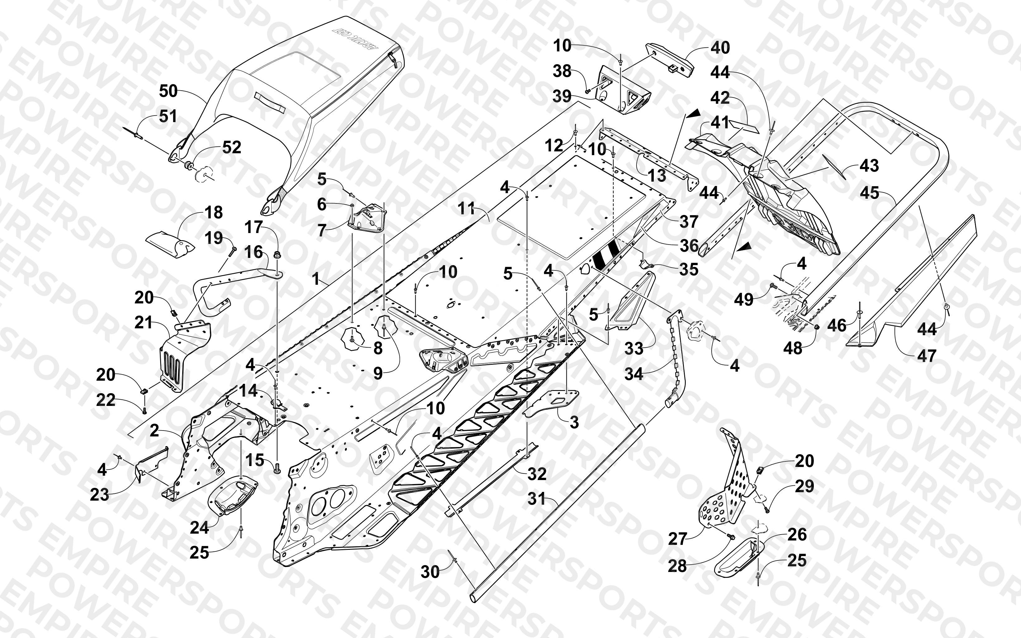TUNNEL, REAR BUMPER, AND SNOWFLAP ASSEMBLY