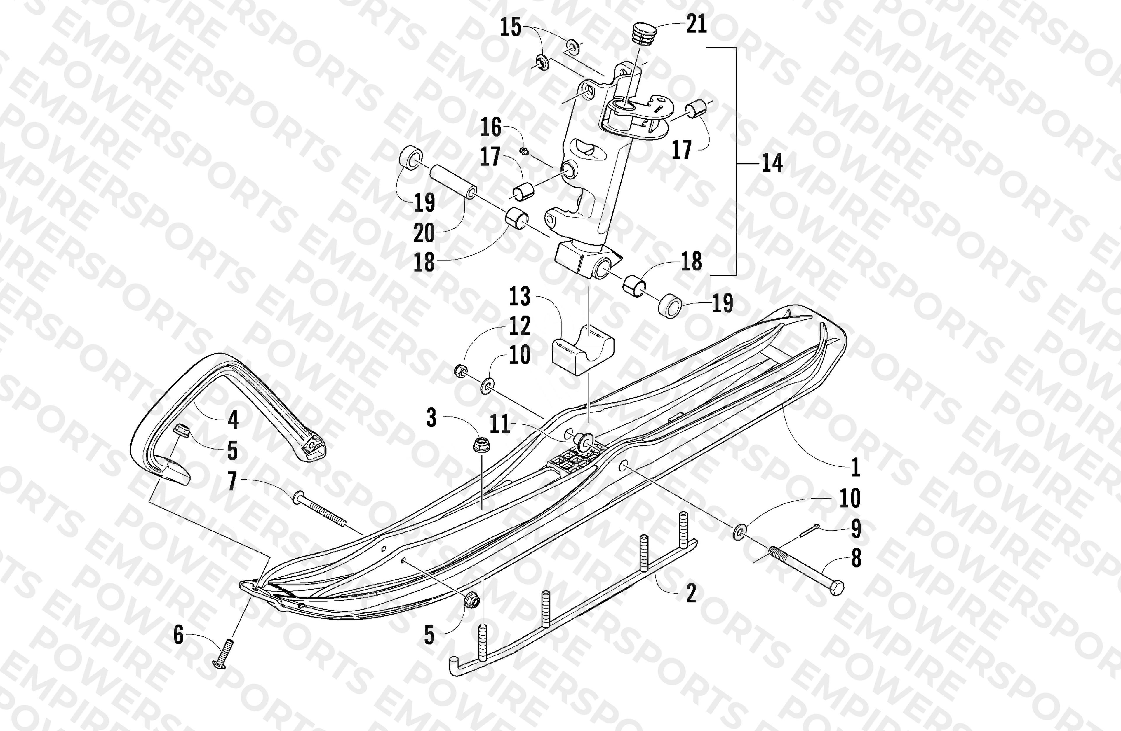 SKI AND SPINDLE ASSEMBLY