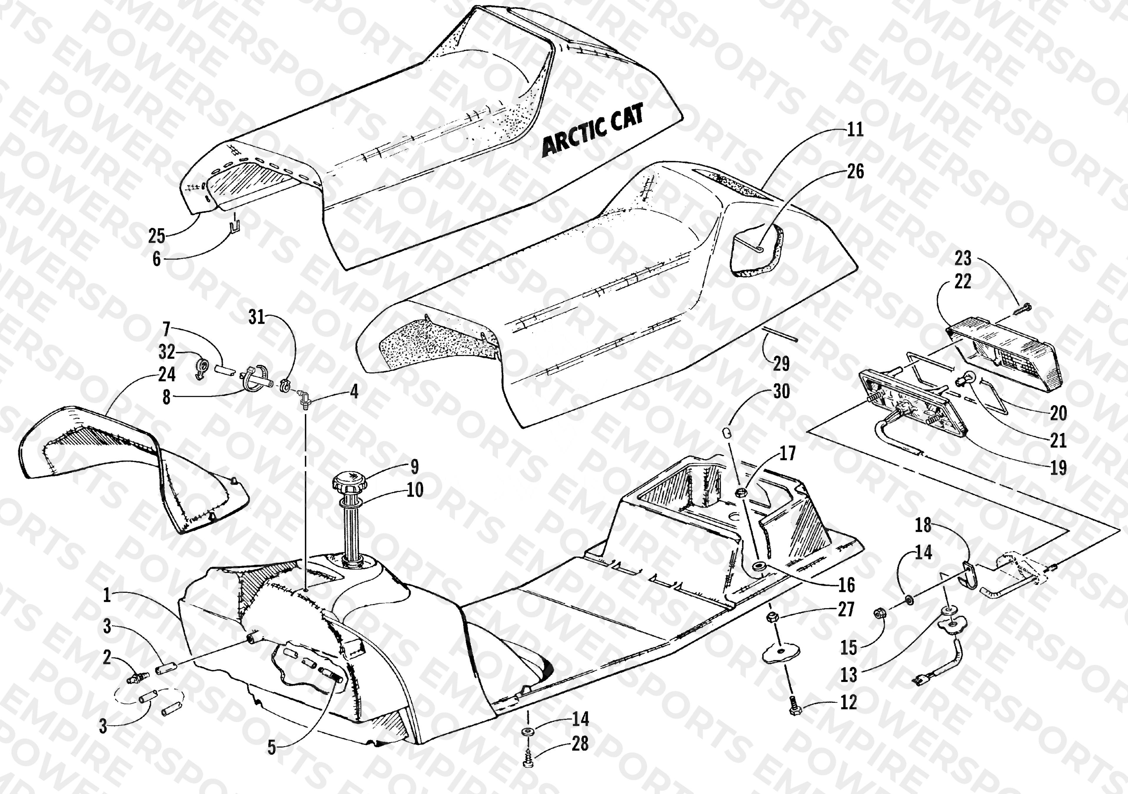 GAS TANK, SEAT, AND TAILLIGHT ASSEMBLY