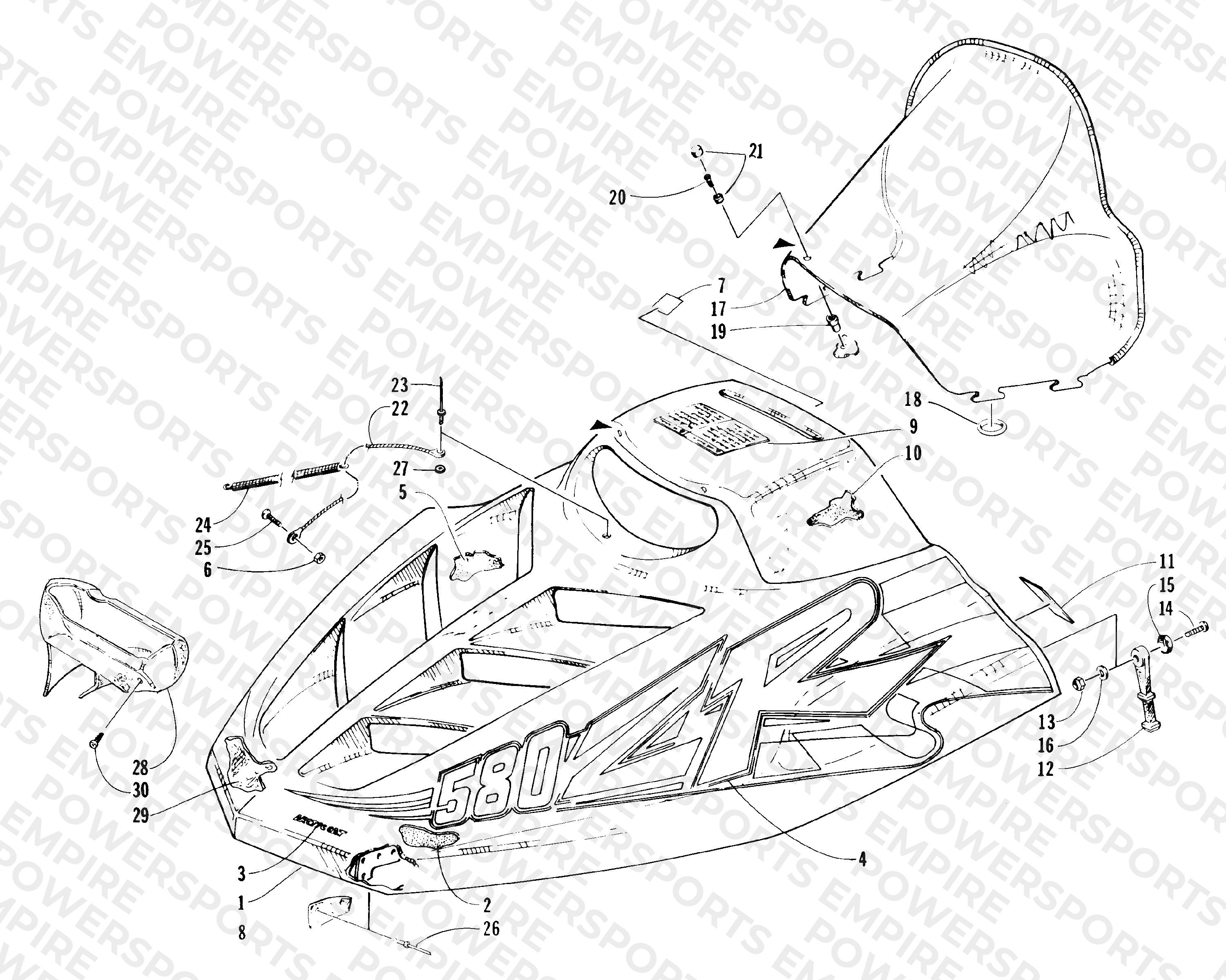 HOOD AND WINDSHIELD ASSEMBLY