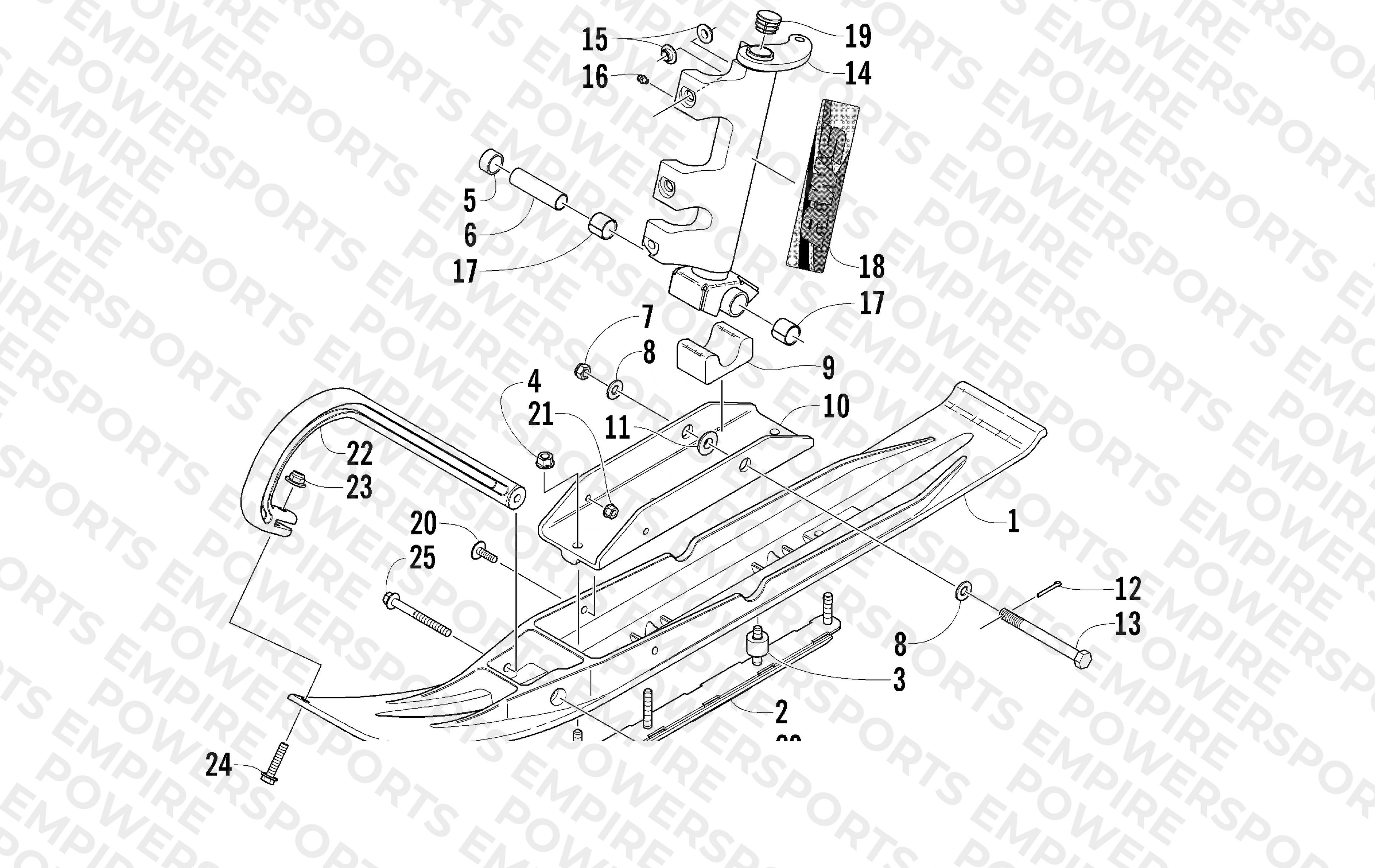 SKI AND SPINDLE ASSEMBLY