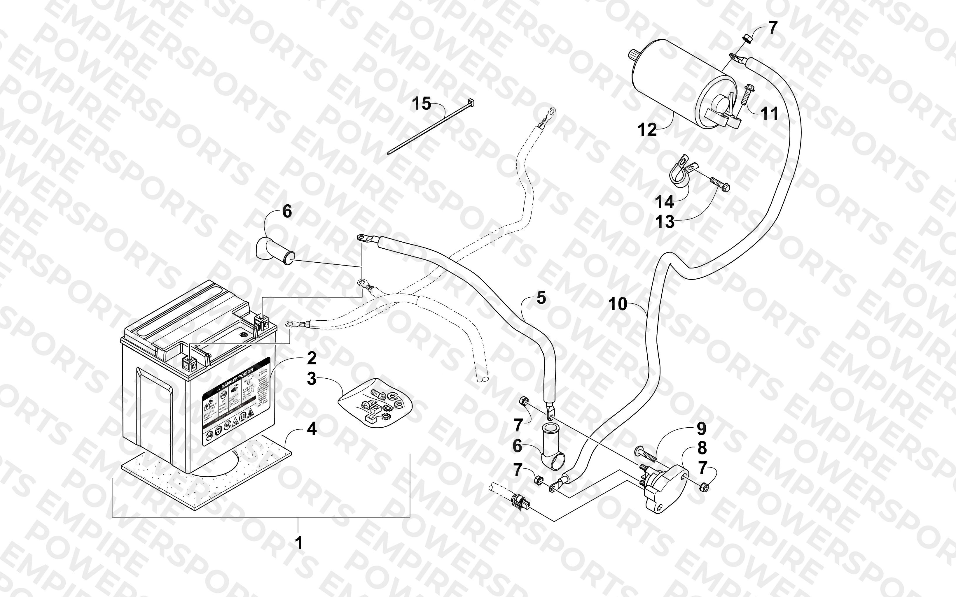 BATTERY AND STARTER MOTOR ASSEMBLY