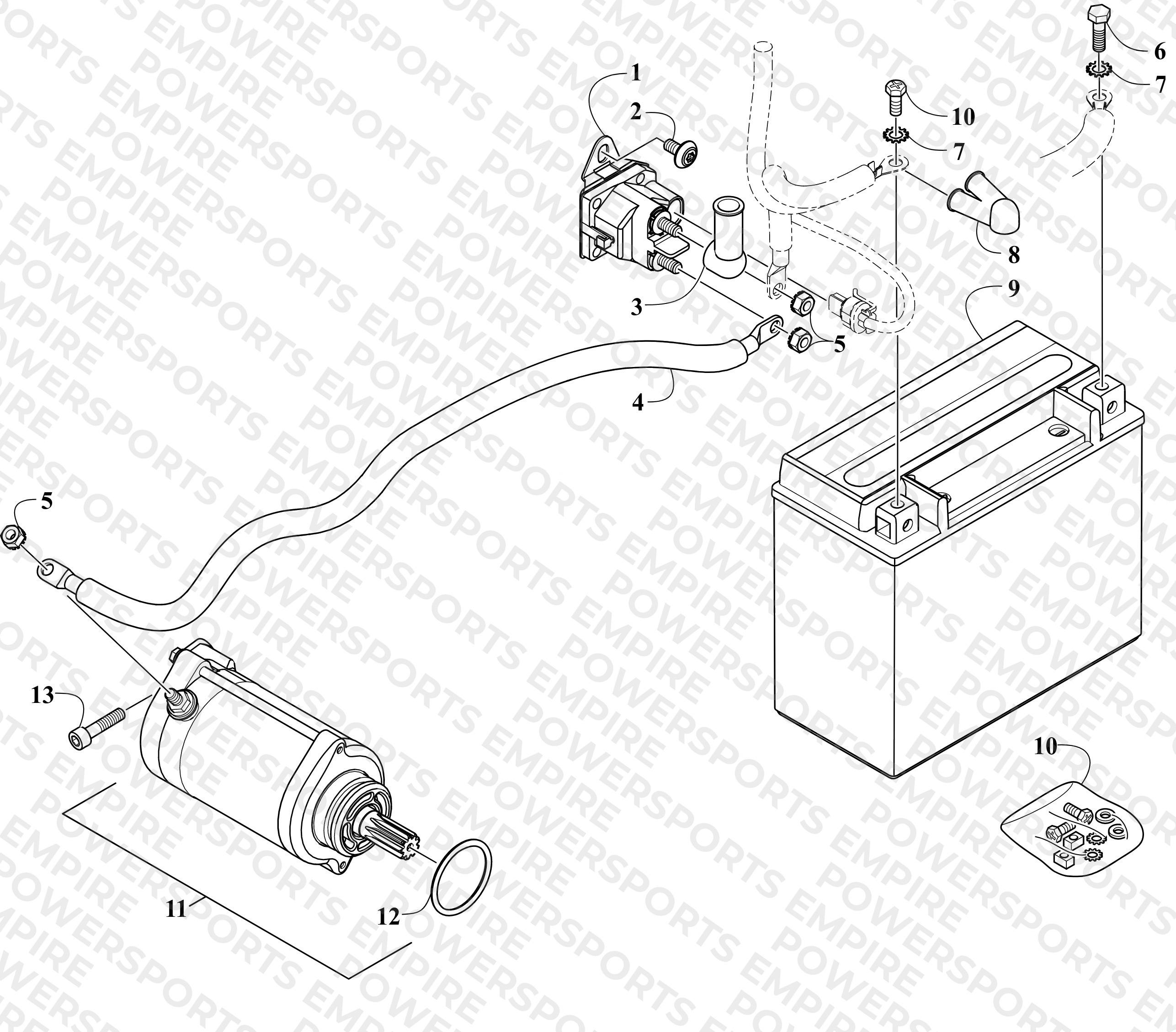 BATTERY AND STARTER ASSEMBLY